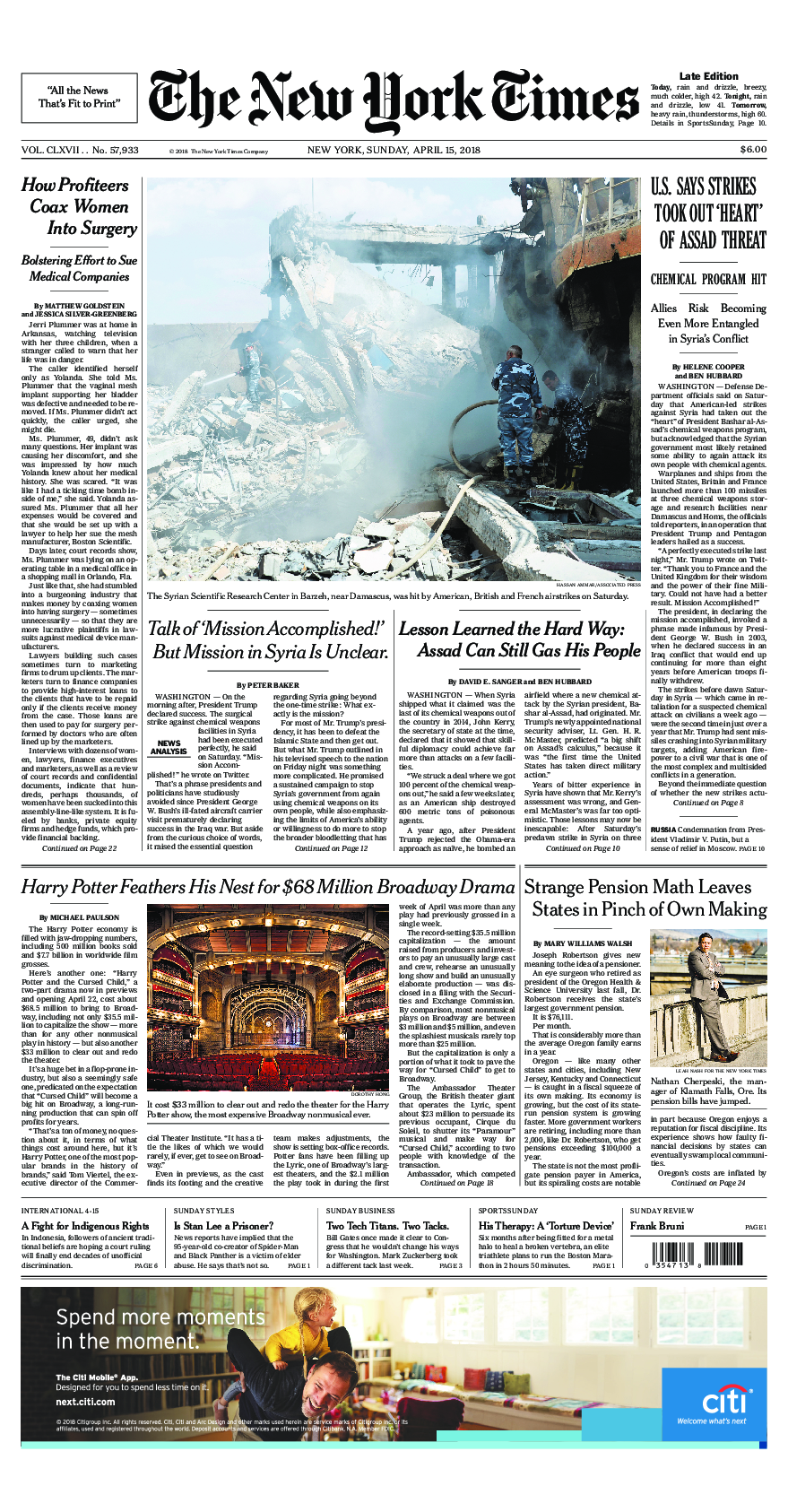 Prima-pagina-New-York-Times-del-2018-04-15