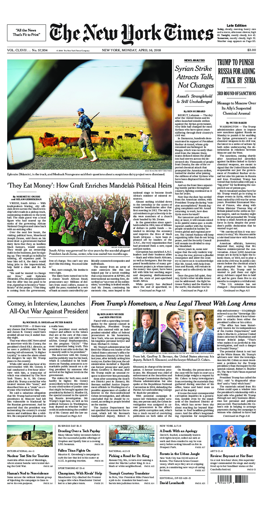 Prima-pagina-New-York-Times-del-2018-04-16