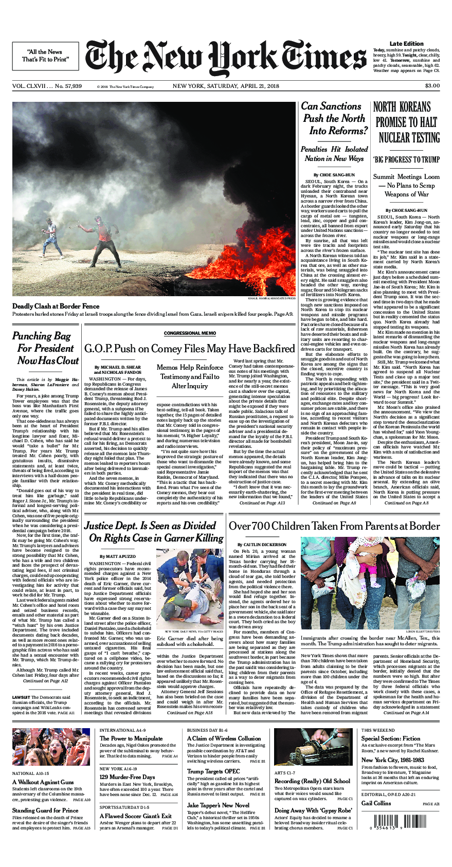 Prima-pagina-New-York-Times-del-2018-04-21