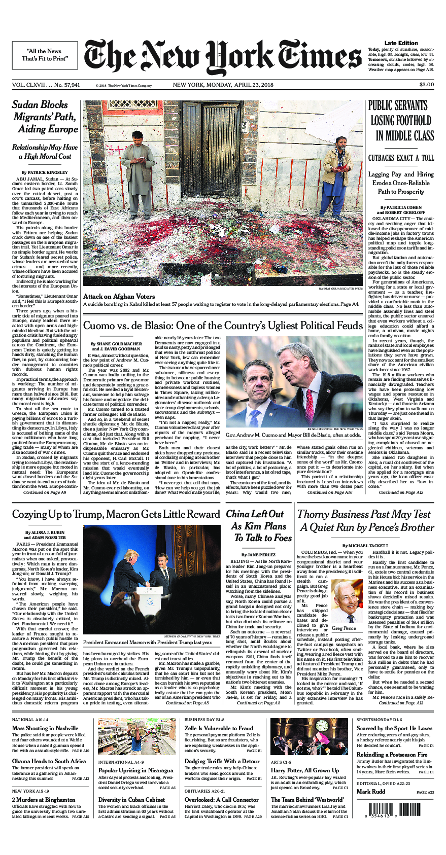 Prima-pagina-New-York-Times-del-2018-04-23