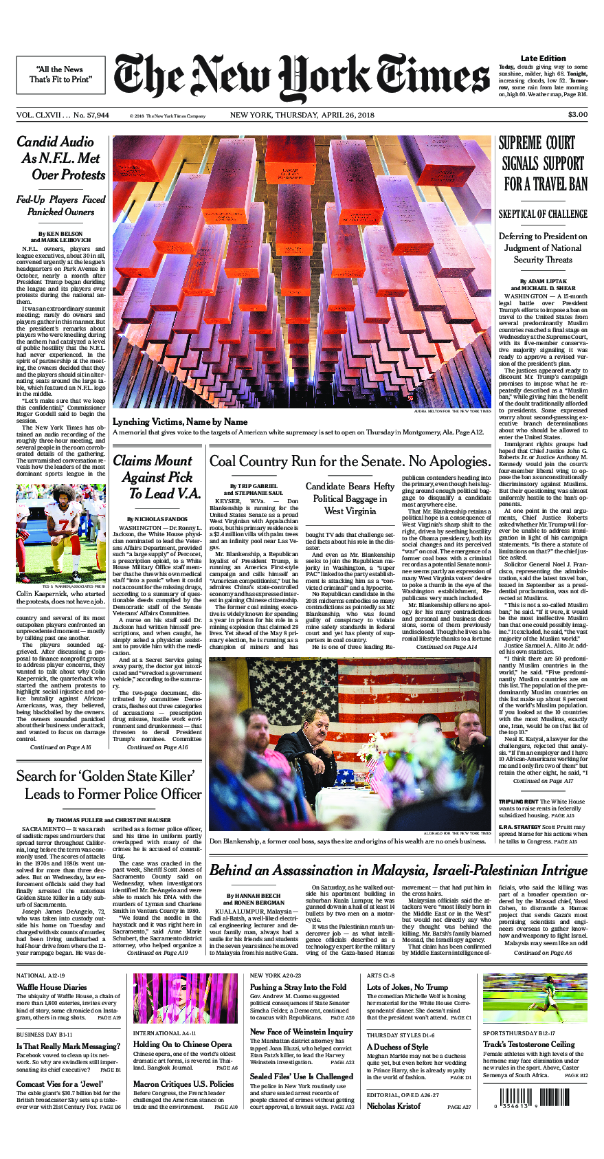 Prima-pagina-New-York-Times-del-2018-04-26