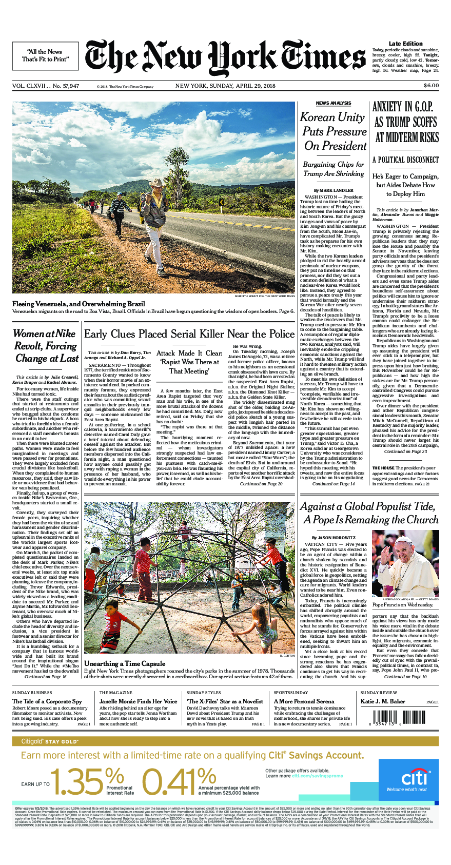 Prima-pagina-New-York-Times-del-2018-04-29