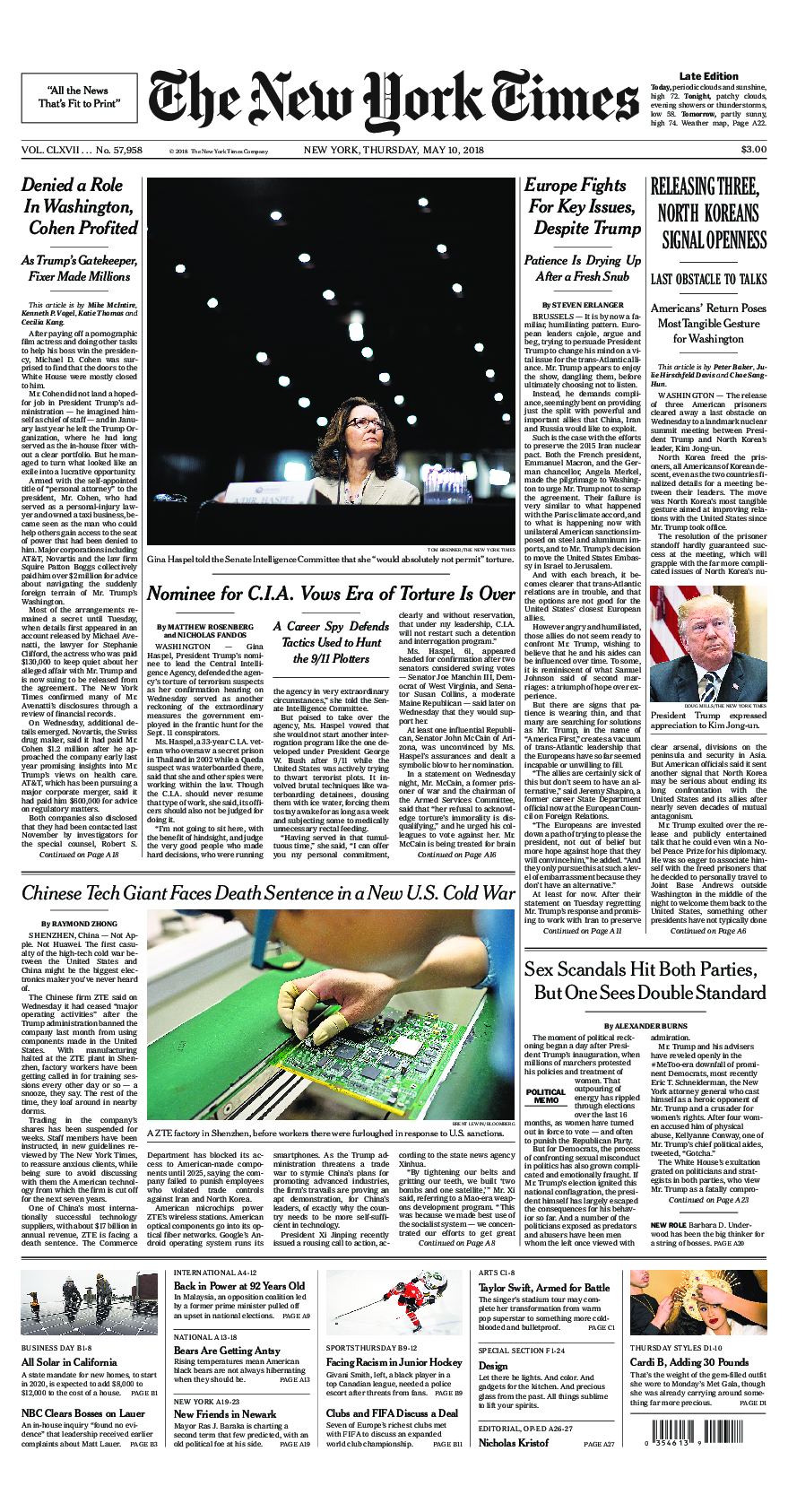 Prima-pagina-New-York-Times-del-2018-05-10