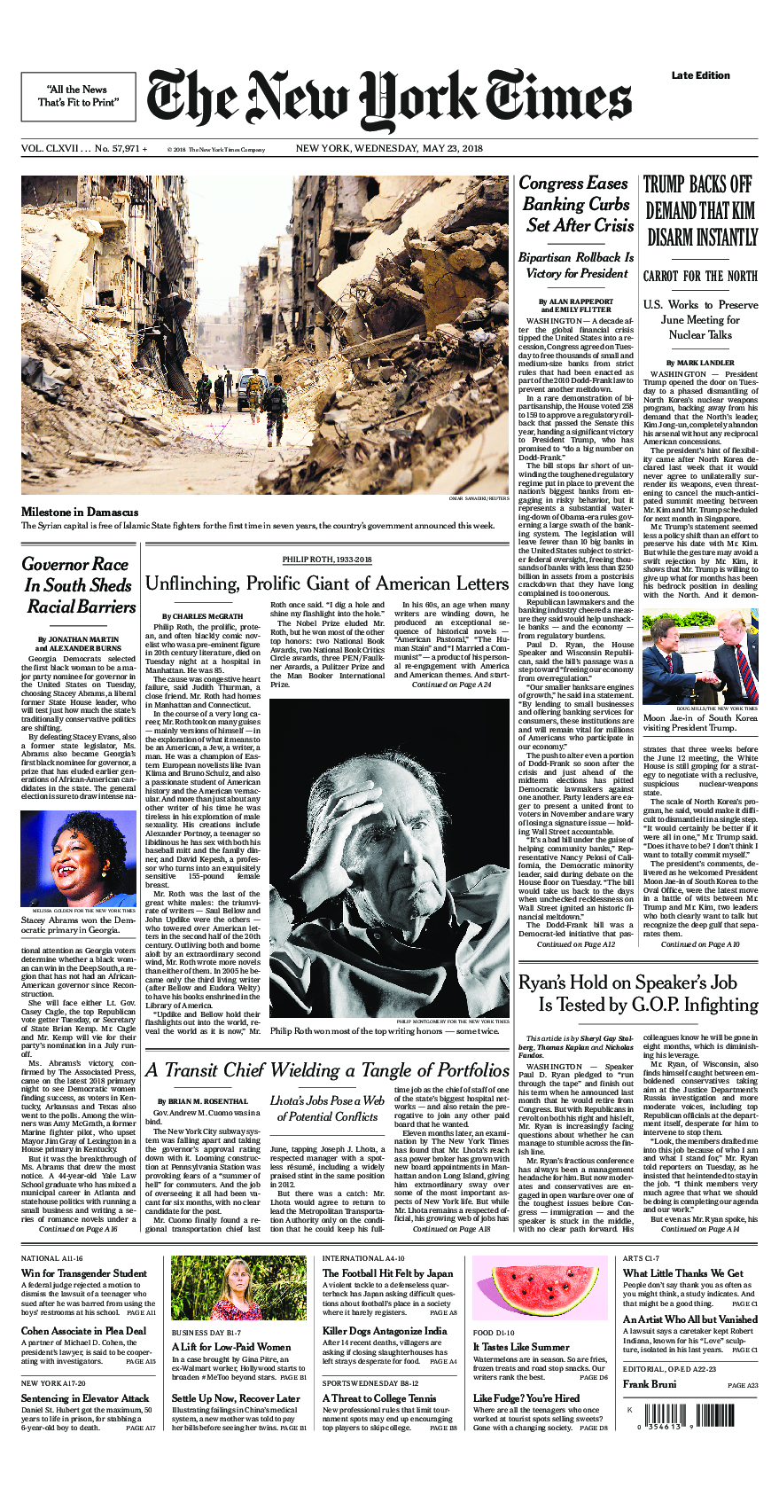 Prima-pagina-New-York-Times-del-2018-05-23