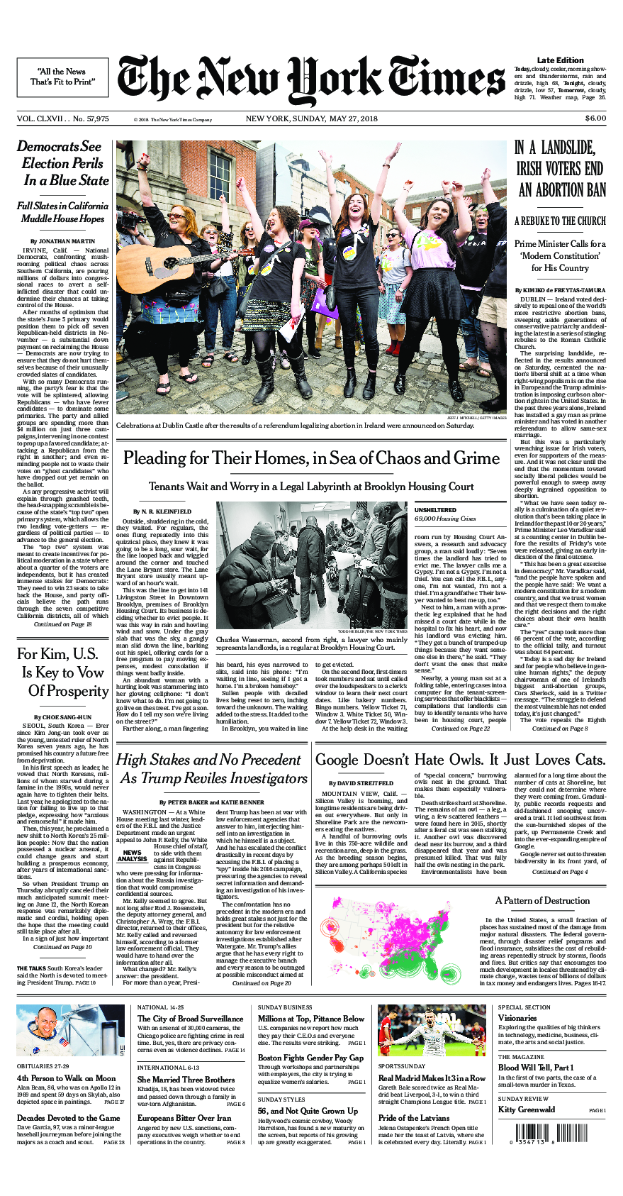 Prima-pagina-New-York-Times-del-2018-05-27