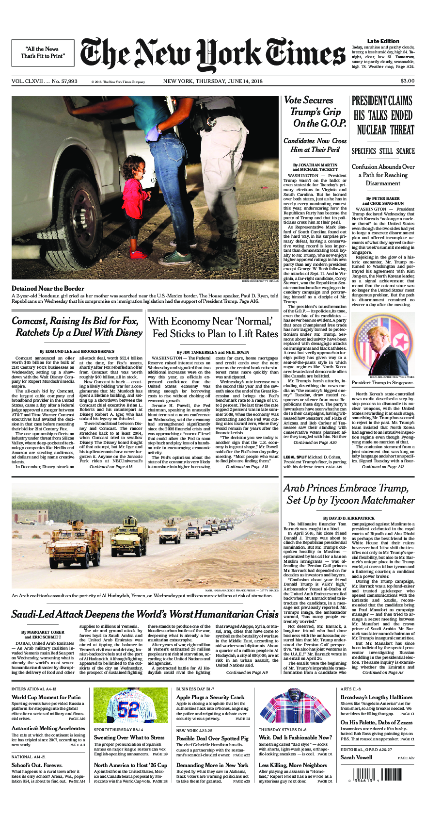 Prima-pagina-New-York-Times-del-2018-06-14