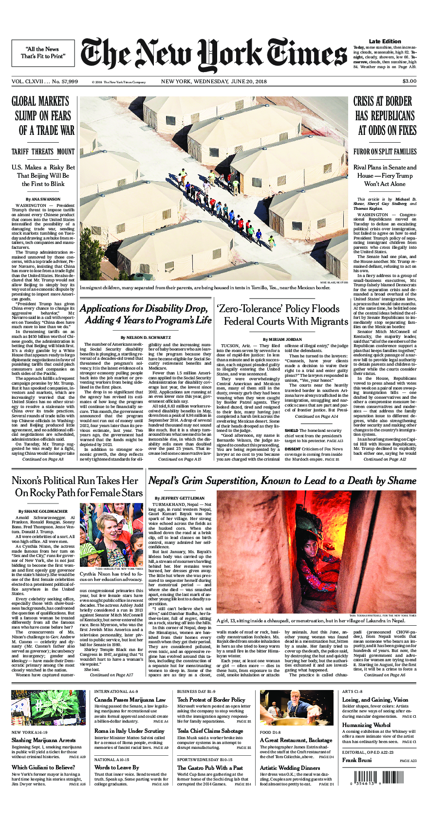 Prima-pagina-New-York-Times-del-2018-06-20