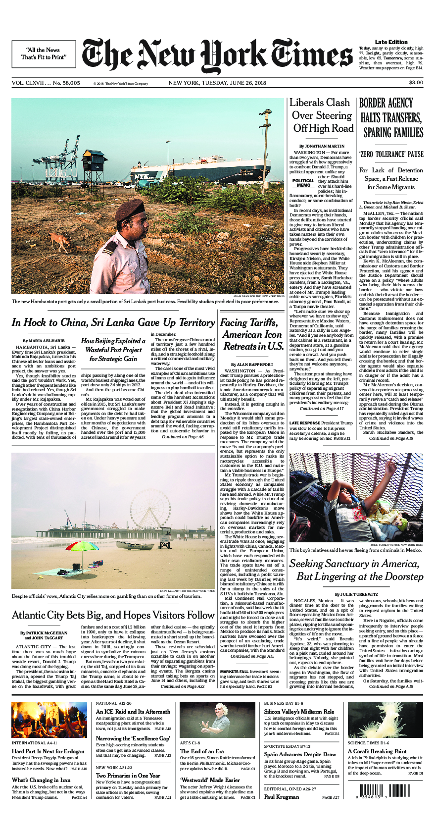 Prima-pagina-New-York-Times-del-2018-06-26