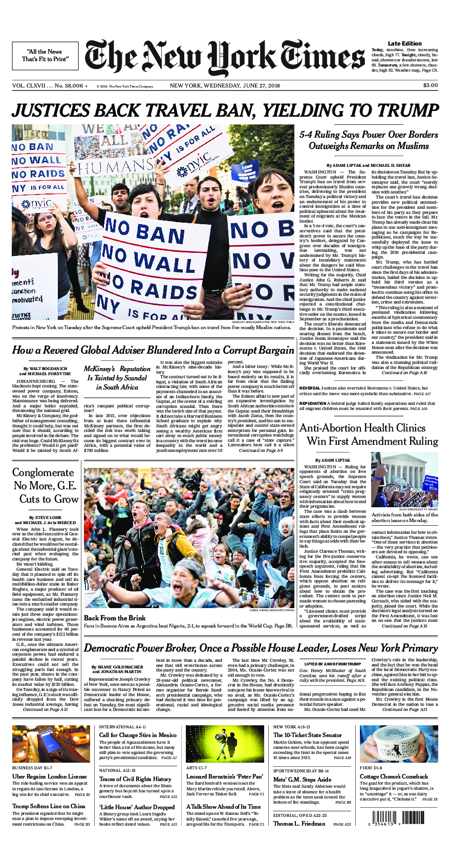 Prima-pagina-New-York-Times-del-2018-06-27