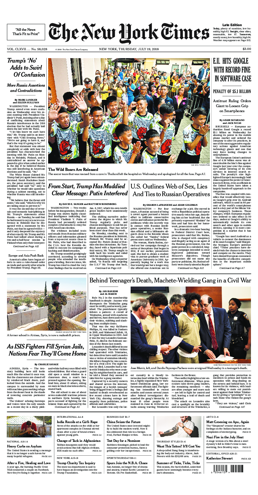 Prima-pagina-New-York-Times-del-2018-07-19