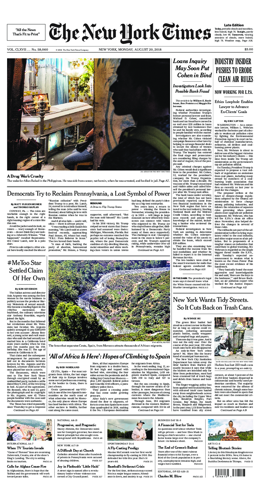 Prima-pagina-New-York-Times-del-2018-08-20