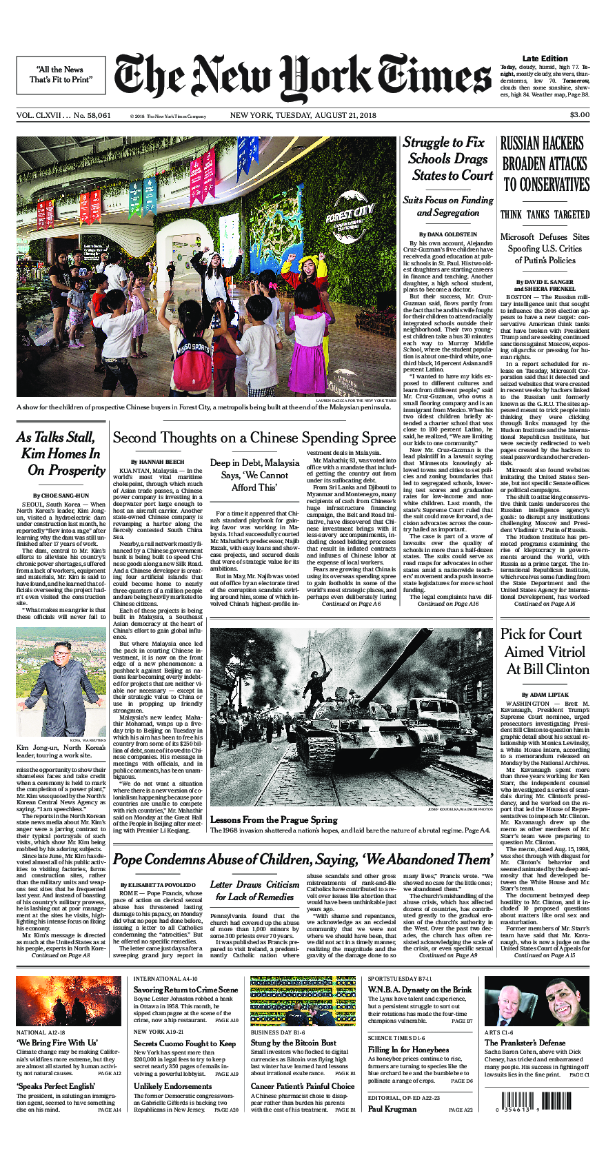 Prima-pagina-New-York-Times-del-2018-08-21