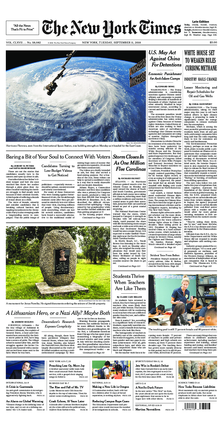 Prima-pagina-New-York-Times-del-2018-09-11