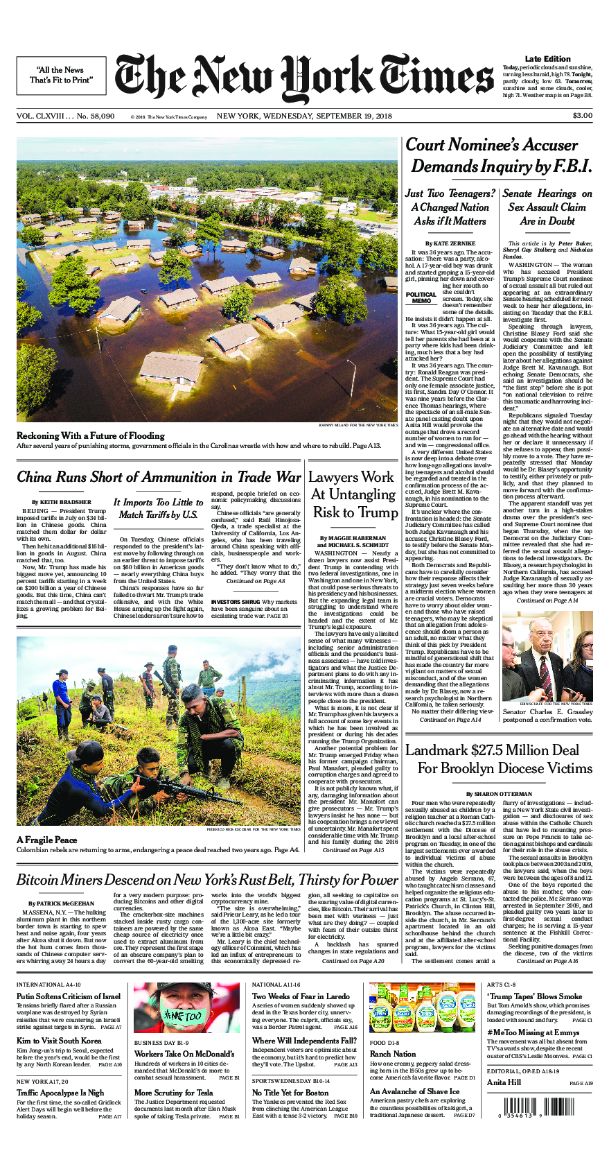 Prima-pagina-New-York-Times-del-2018-09-19