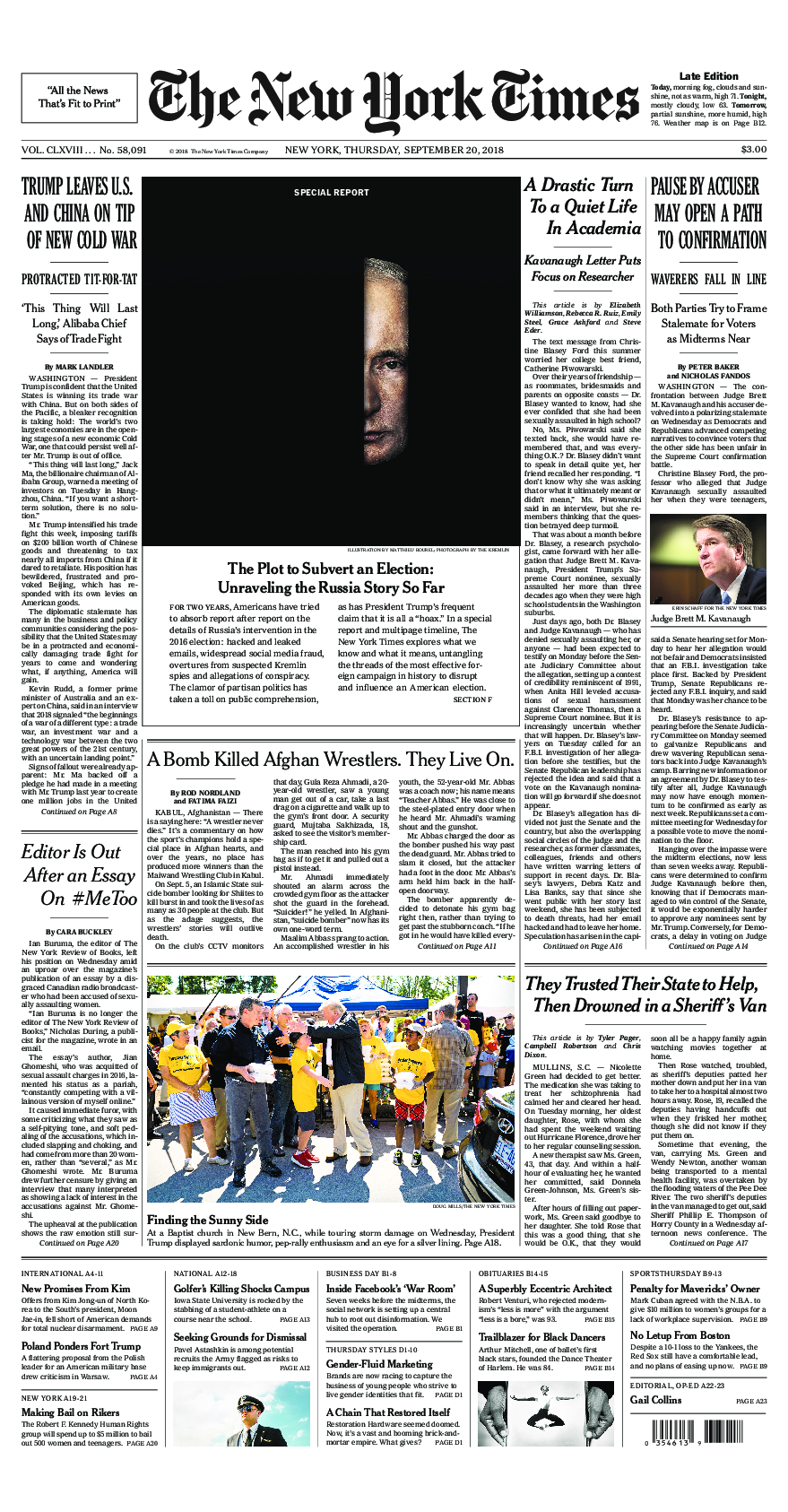 Prima-pagina-New-York-Times-del-2018-09-20