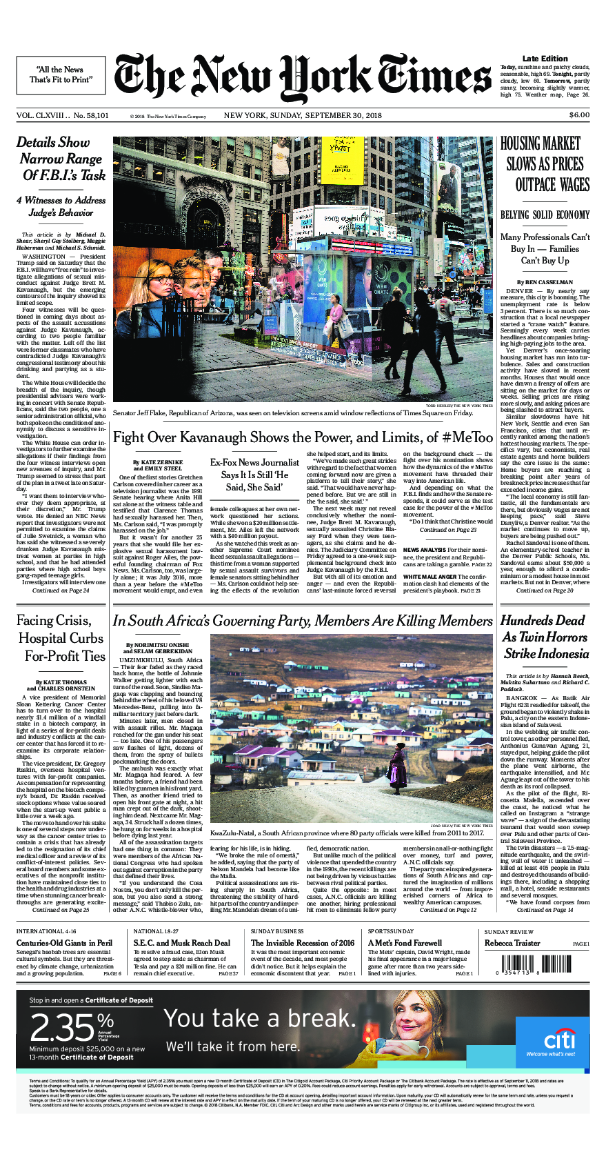 Prima-pagina-New-York-Times-del-2018-09-30