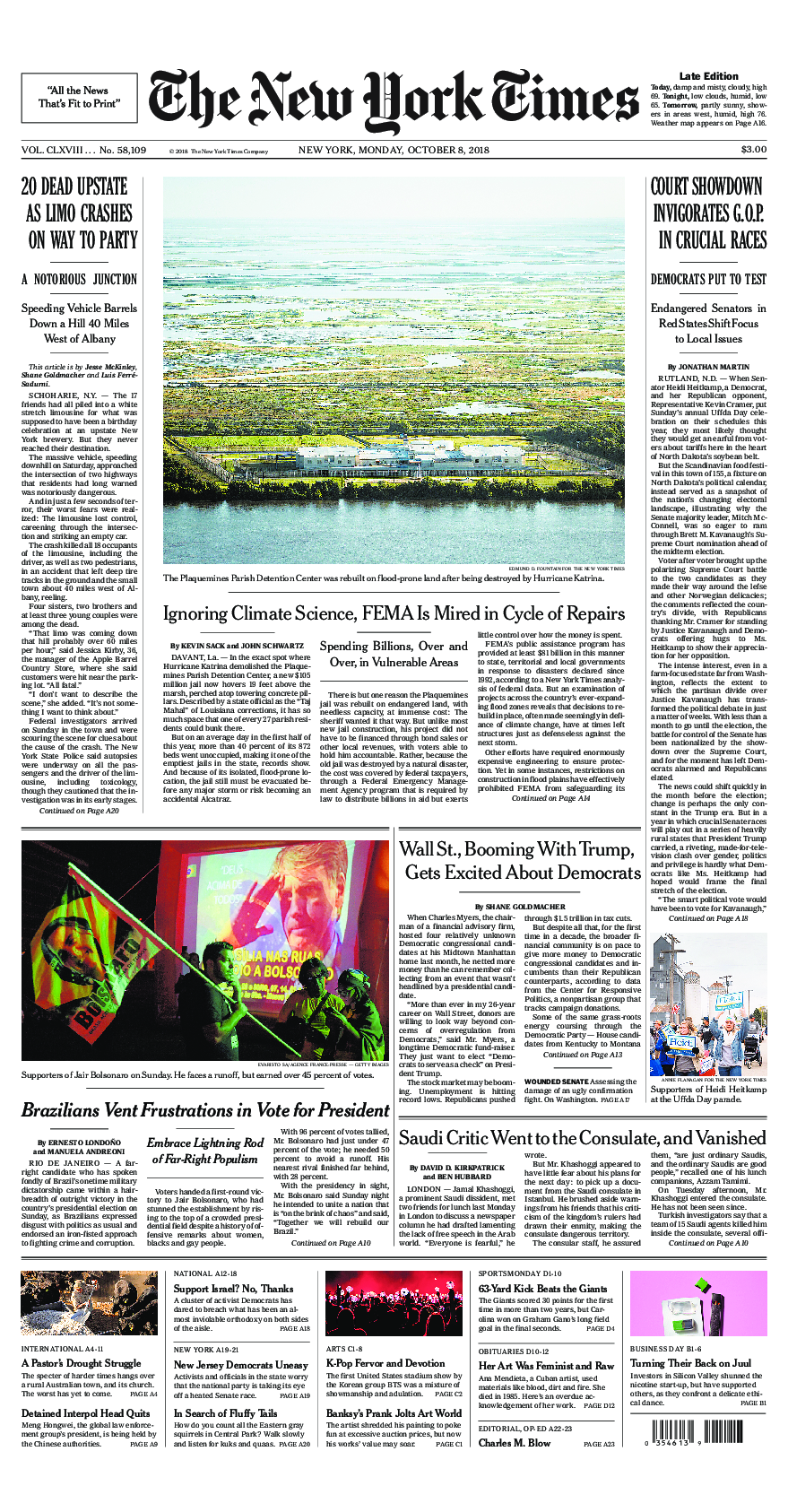 Prima-pagina-New-York-Times-del-2018-10-08