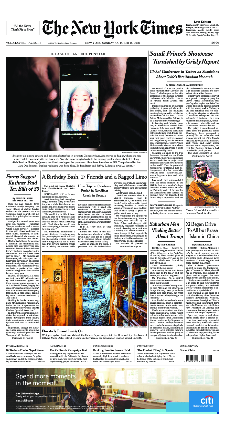 Prima-pagina-New-York-Times-del-2018-10-14