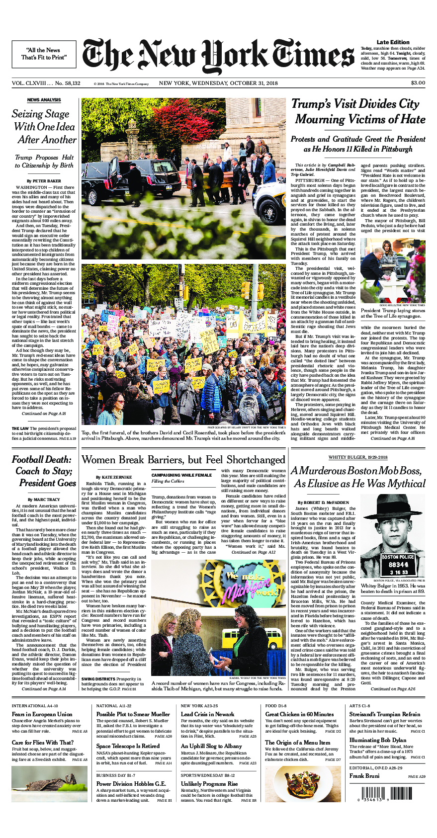 Prima-pagina-New-York-Times-del-2018-10-31