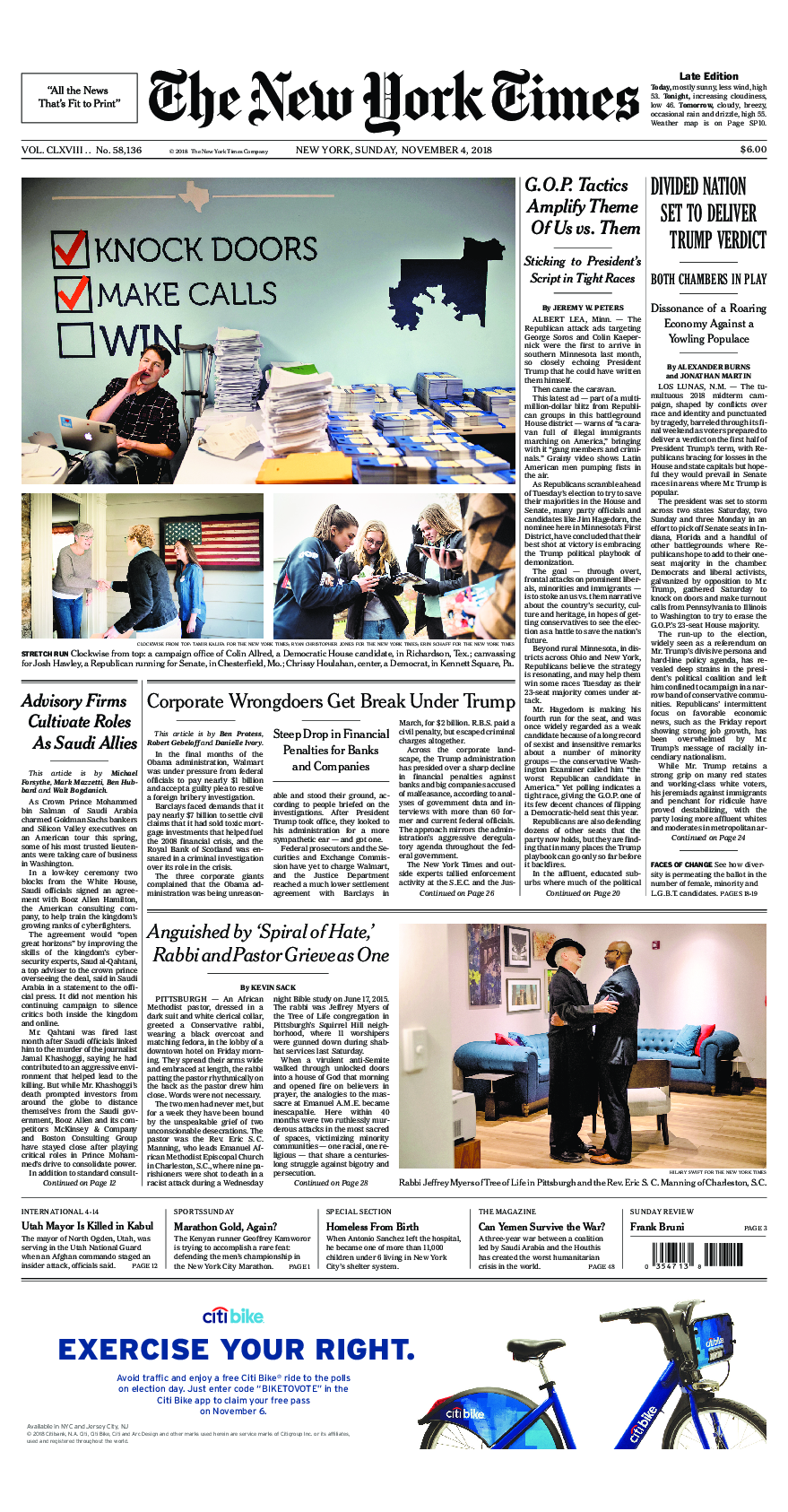 Prima-pagina-New-York-Times-del-2018-11-04