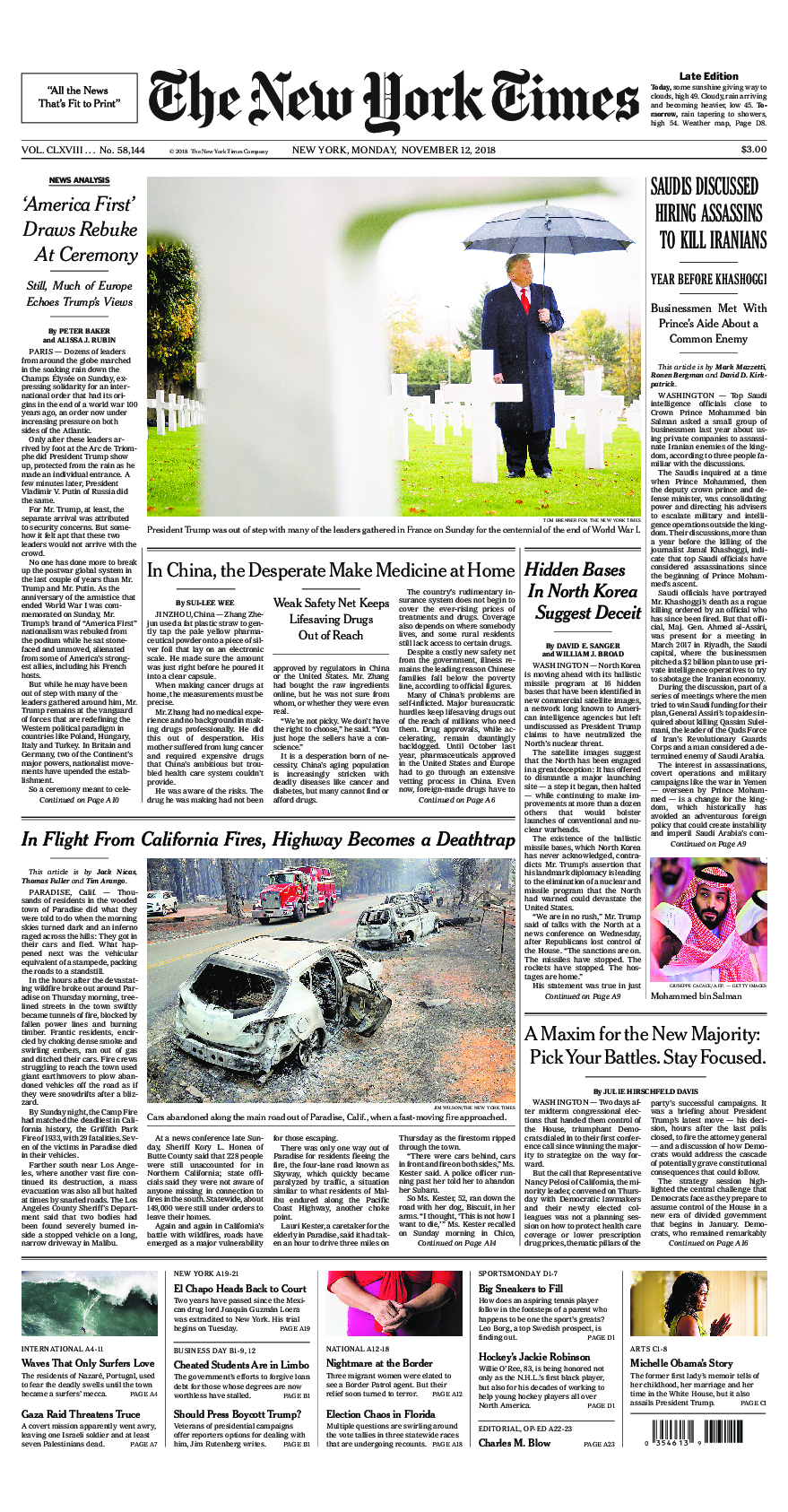 Prima-pagina-New-York-Times-del-2018-11-12