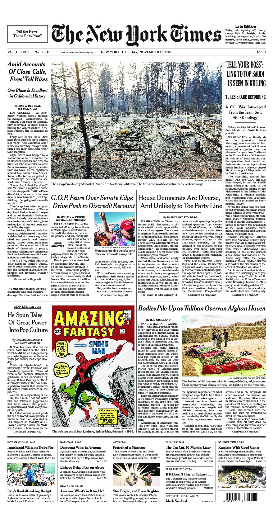 Prima-pagina-New-York-Times-del-2018-11-13