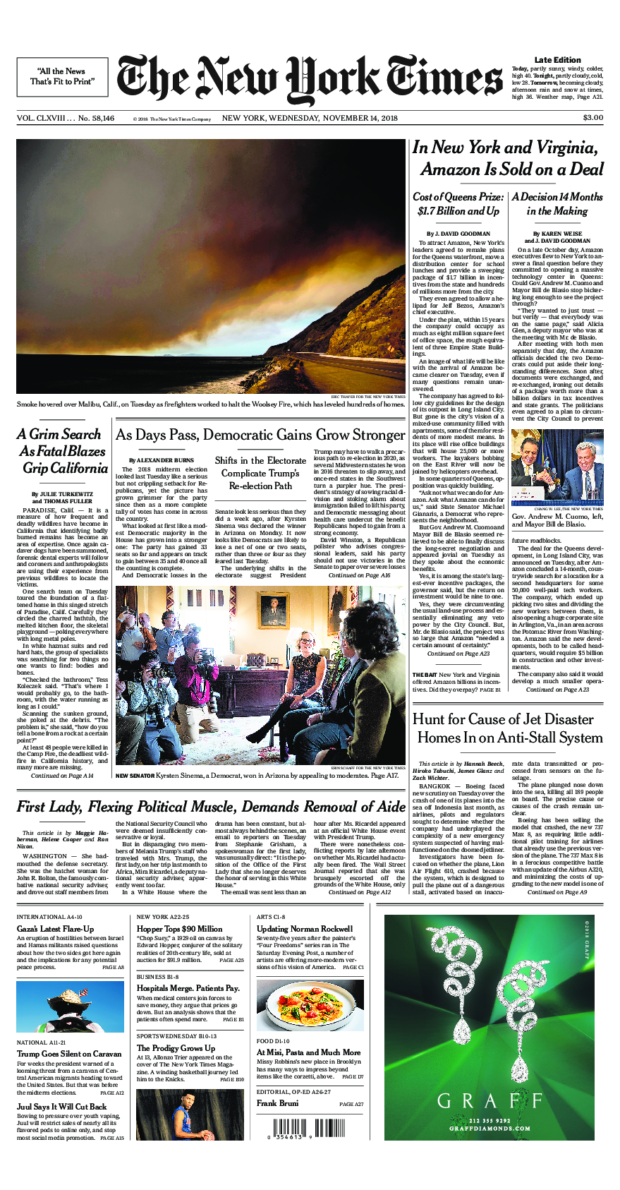 Prima-pagina-New-York-Times-del-2018-11-14