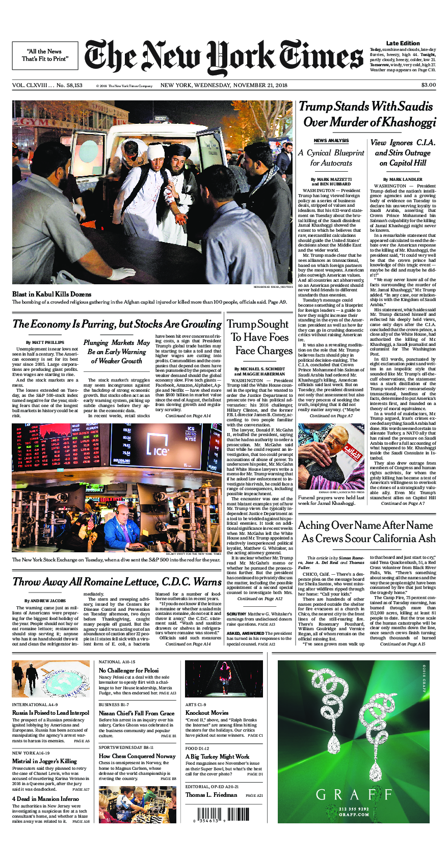 Prima-pagina-New-York-Times-del-2018-11-21