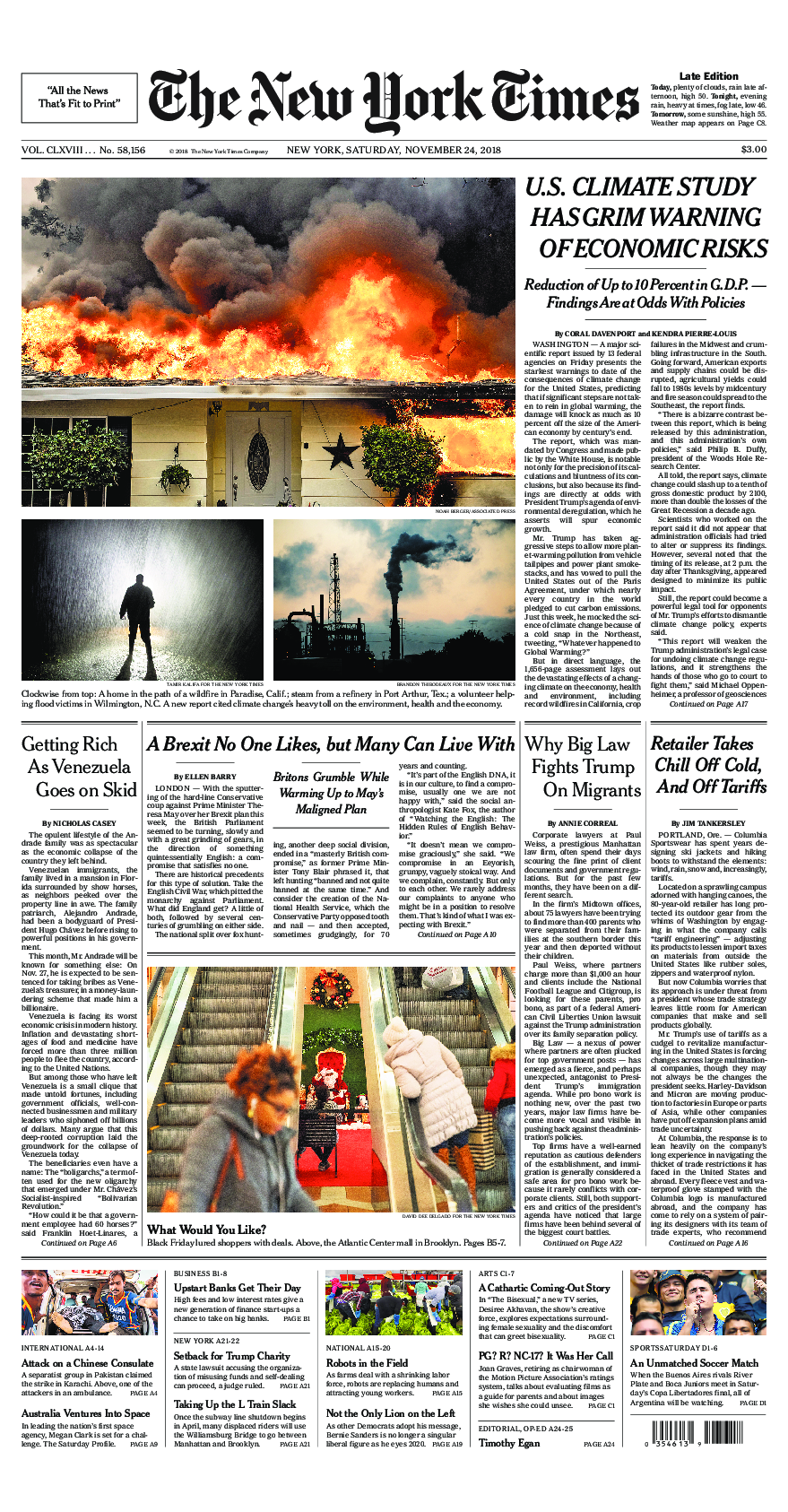 Prima-pagina-New-York-Times-del-2018-11-24