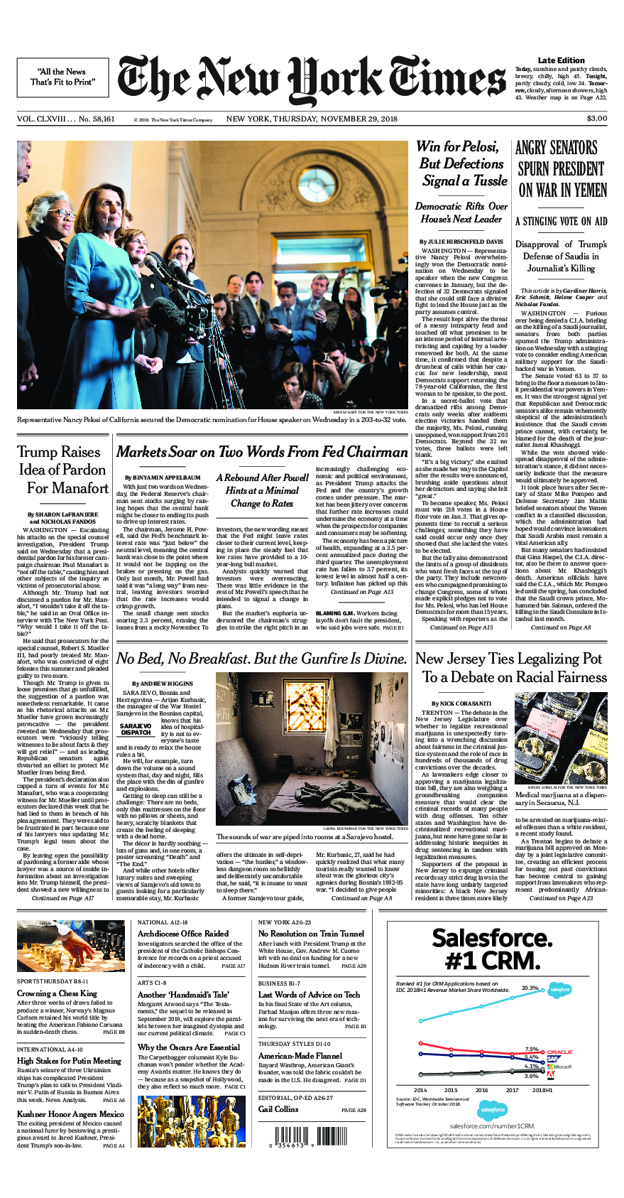 Prima-pagina-New-York-Times-del-2018-11-29