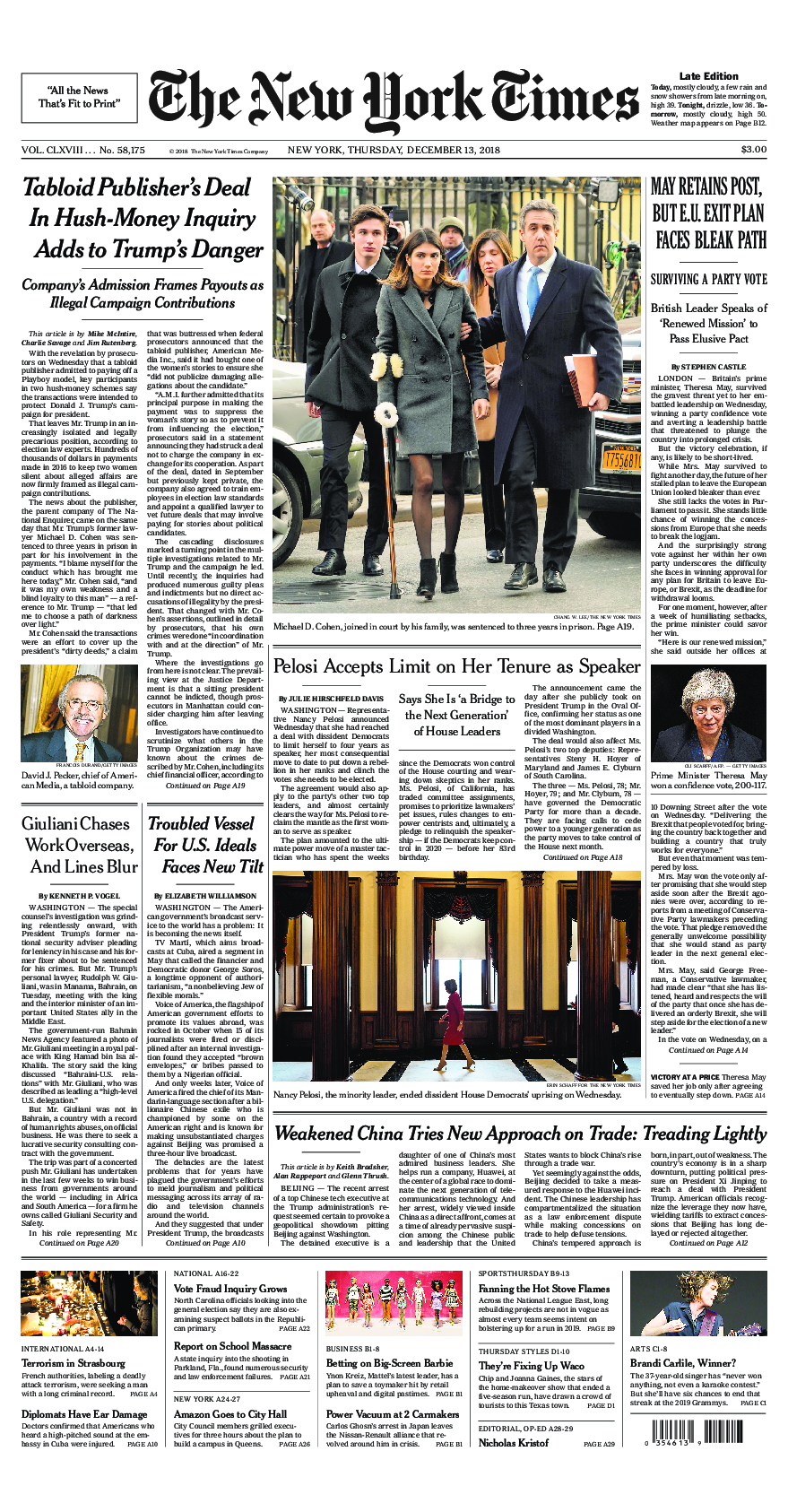 Prima-pagina-New-York-Times-del-2018-12-13