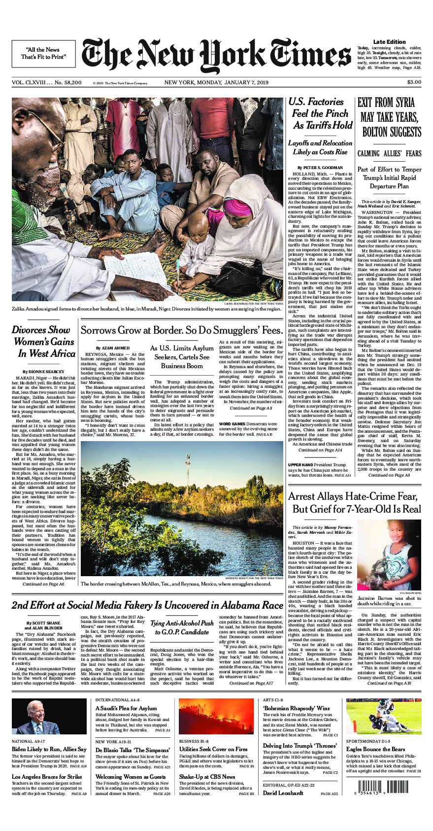 Prima-pagina-New-York-Times-del-2019-01-07