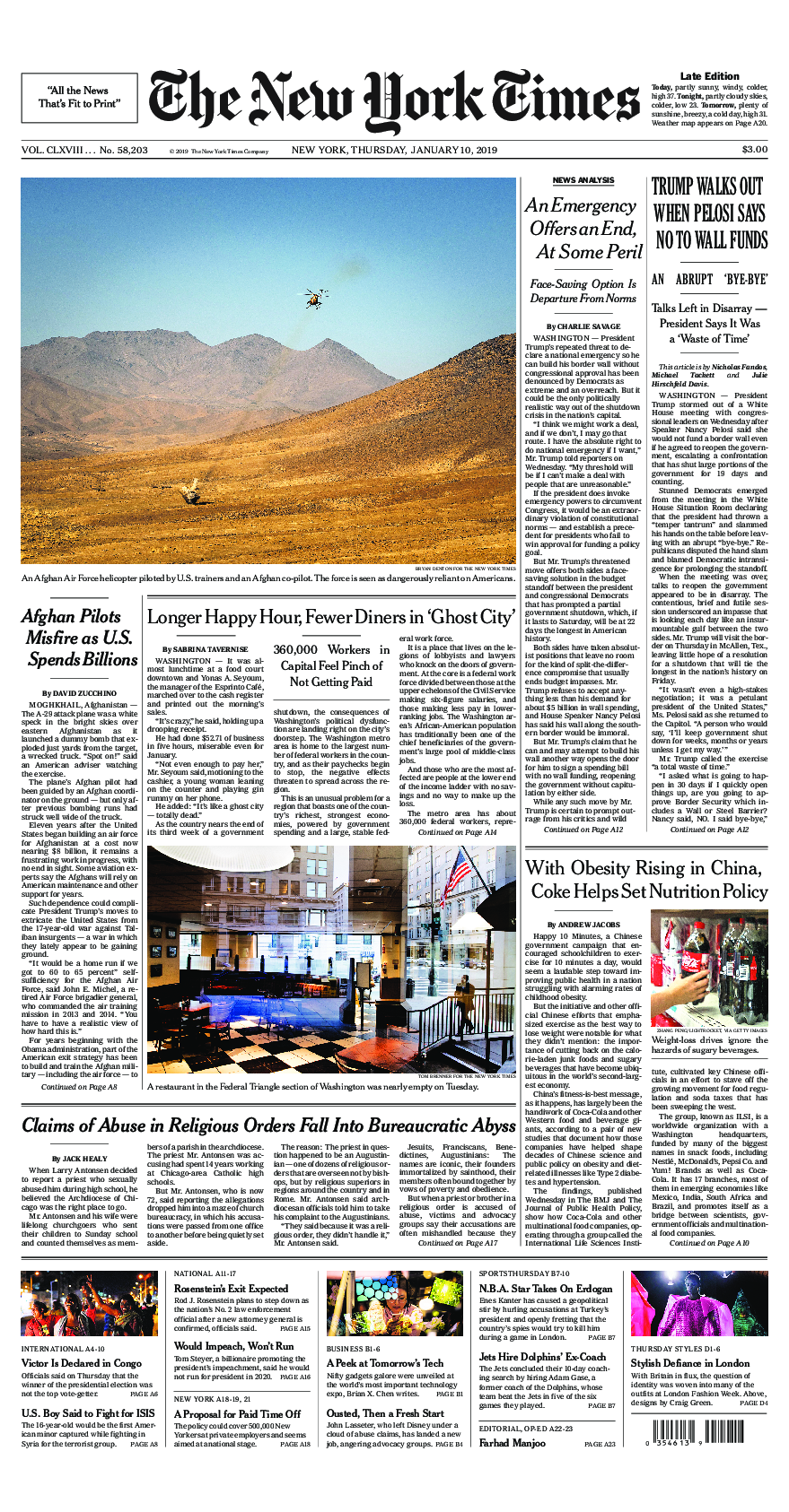 Prima-pagina-New-York-Times-del-2019-01-10