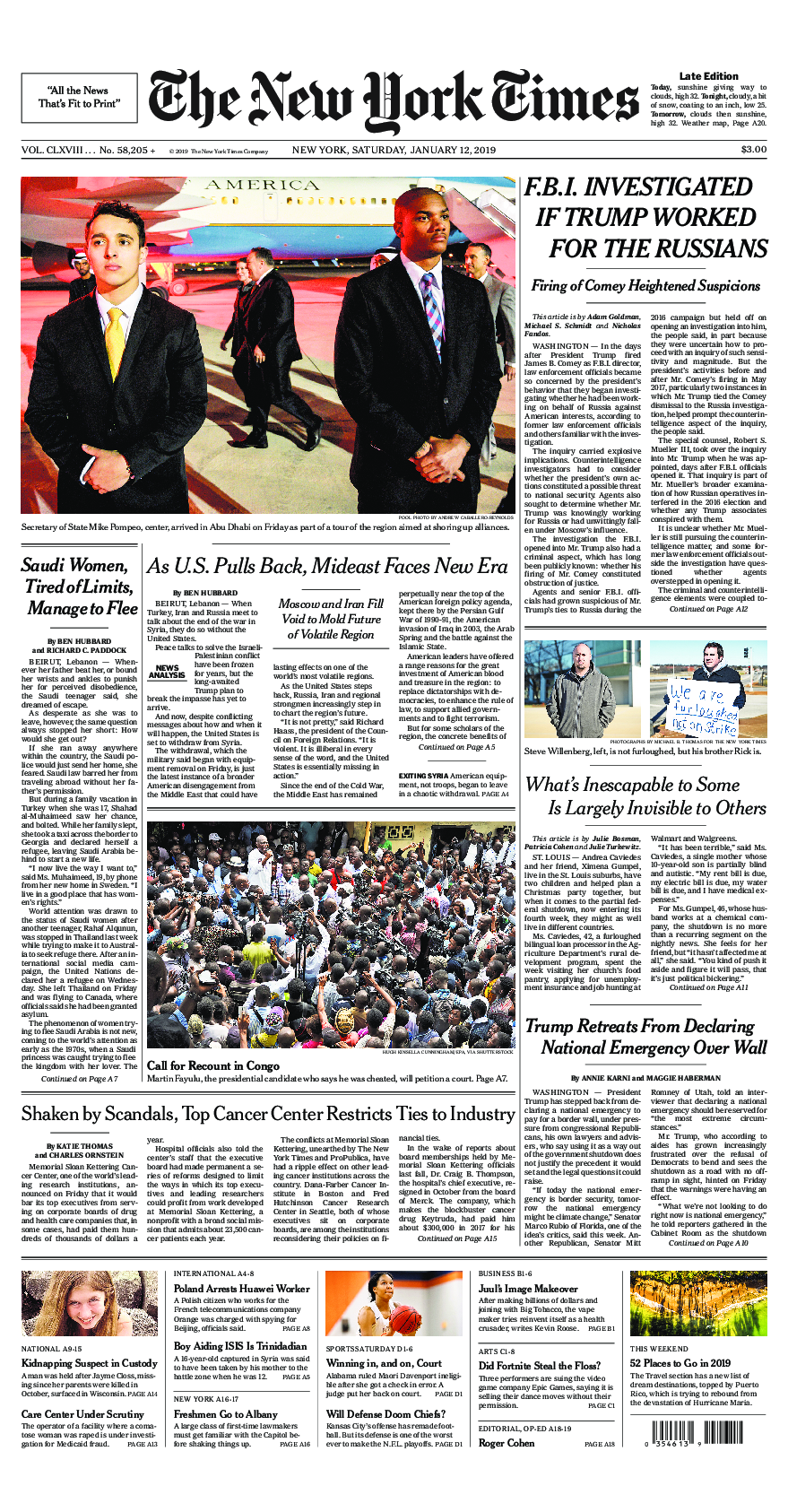 Prima-pagina-New-York-Times-del-2019-01-12