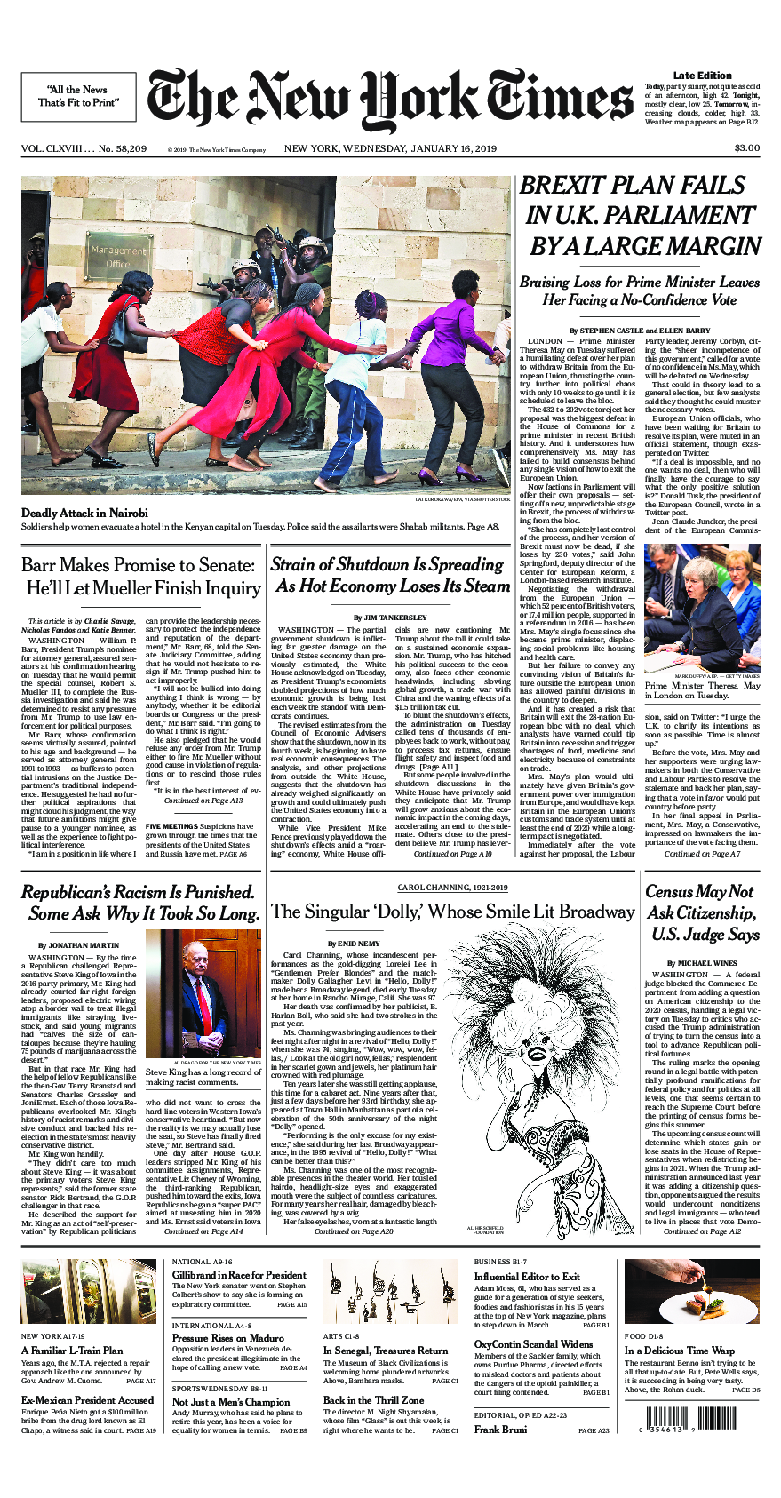 Prima-pagina-New-York-Times-del-2019-01-16