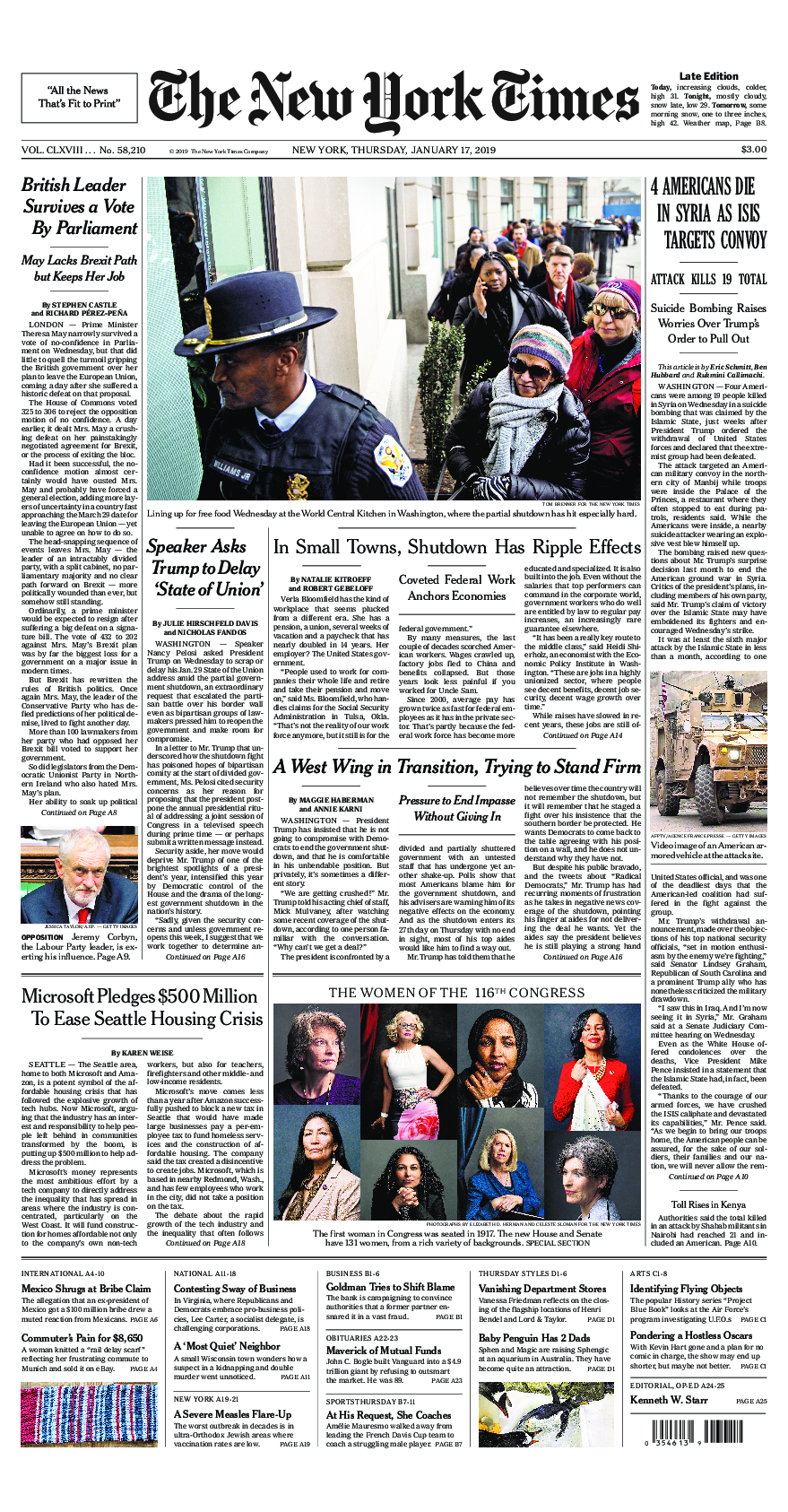 Prima-pagina-New-York-Times-del-2019-01-17