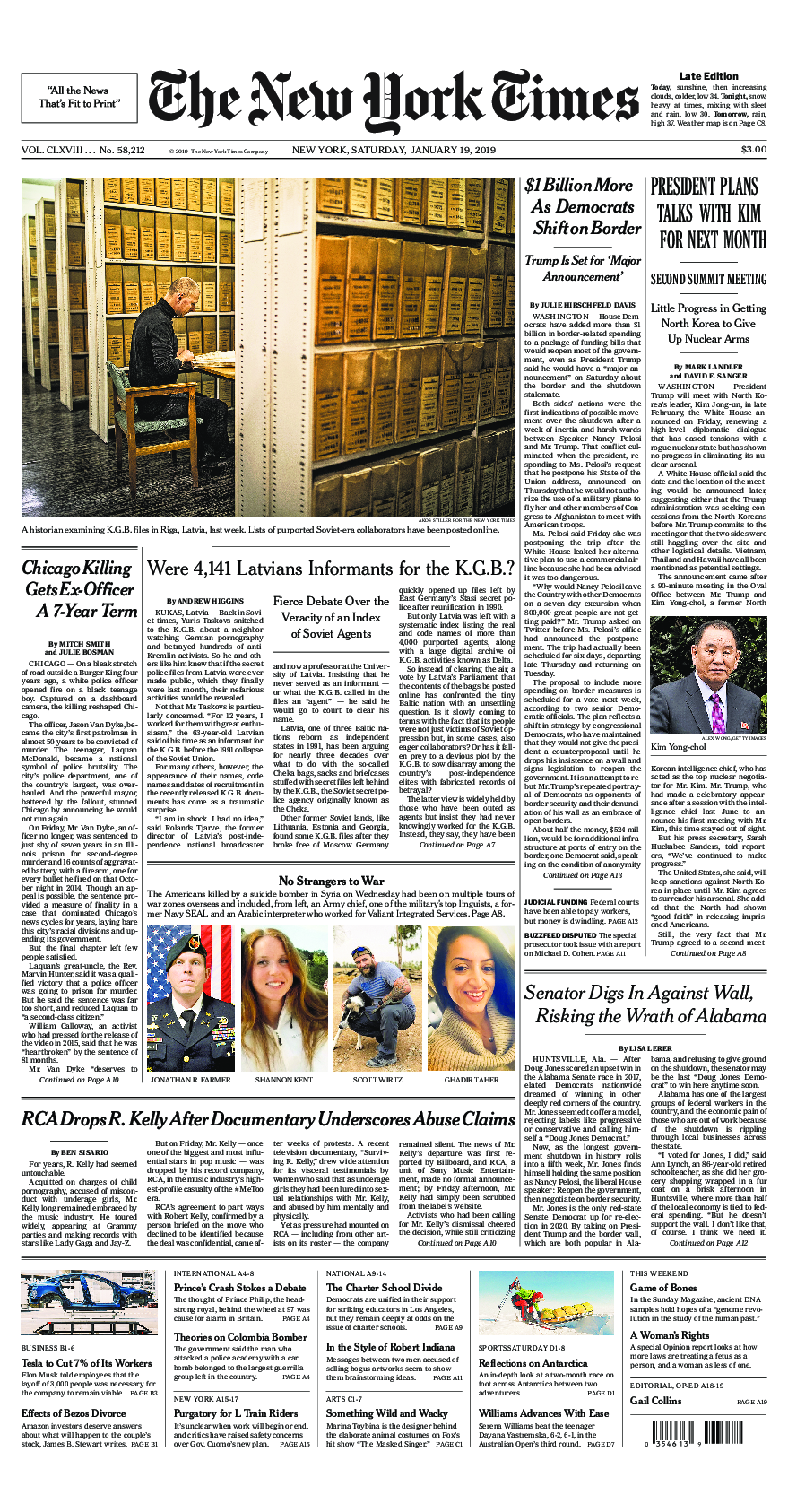 Prima-pagina-New-York-Times-del-2019-01-19