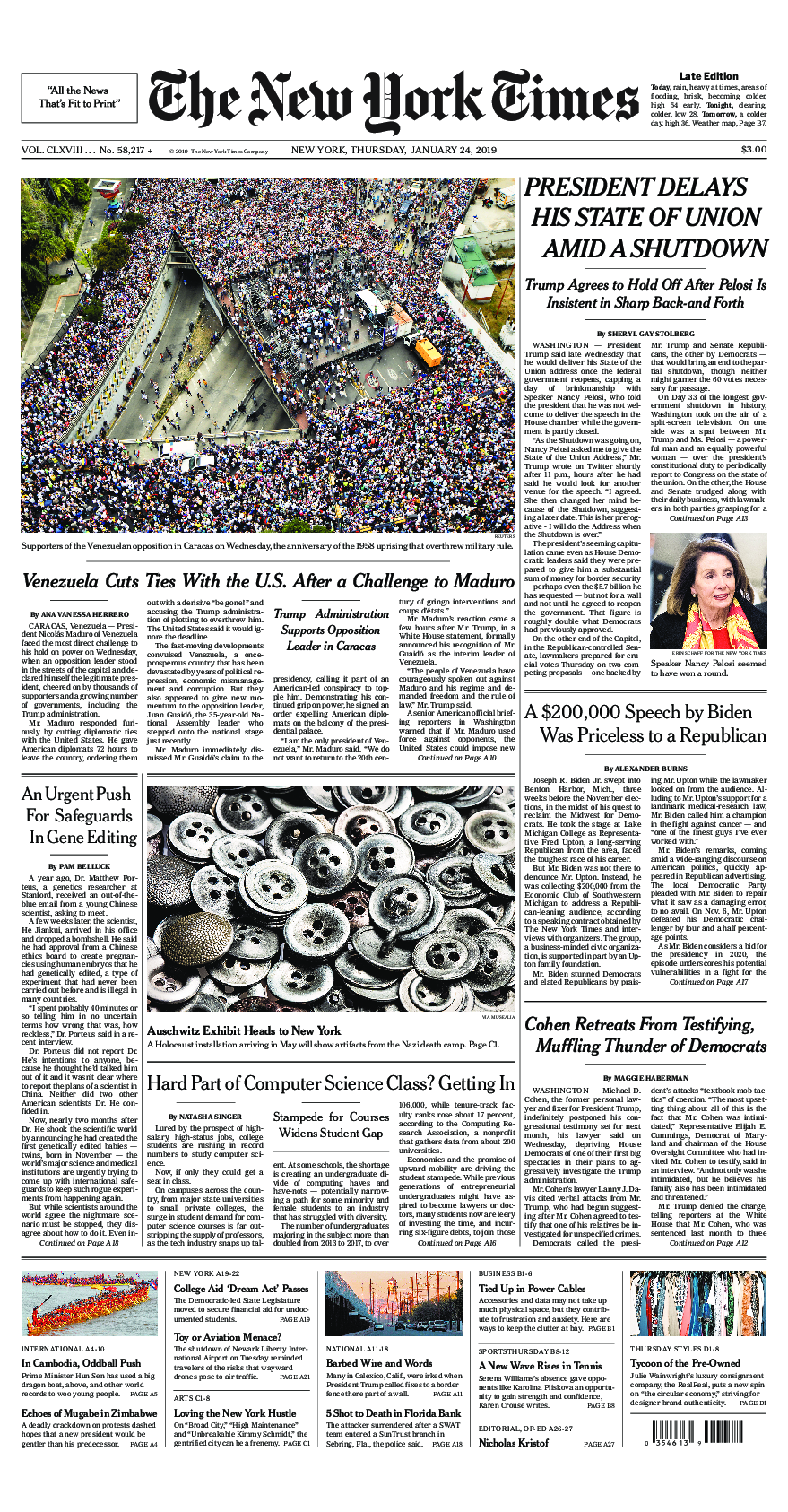 Prima-pagina-New-York-Times-del-2019-01-24