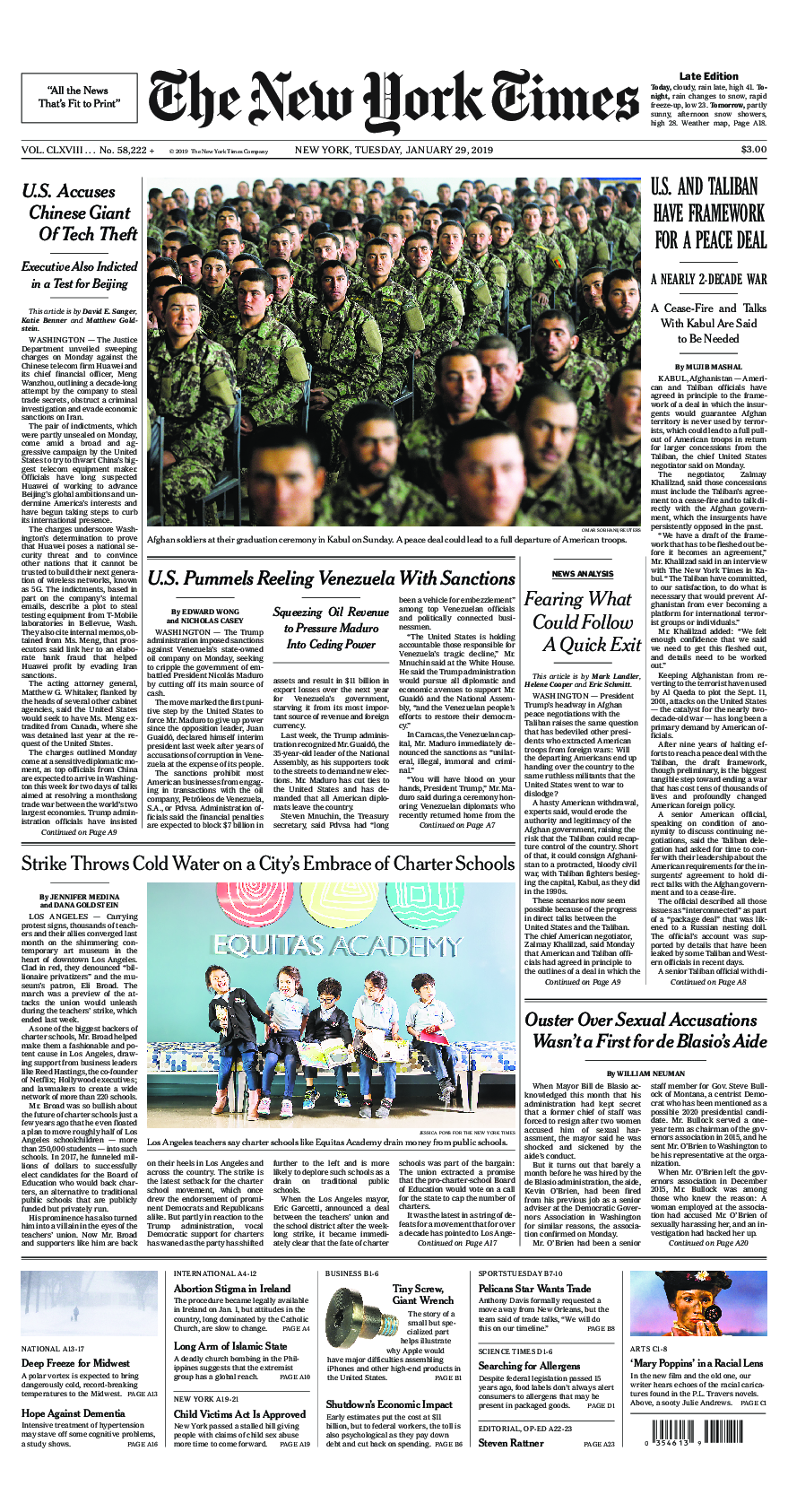 Prima-pagina-New-York-Times-del-2019-01-29