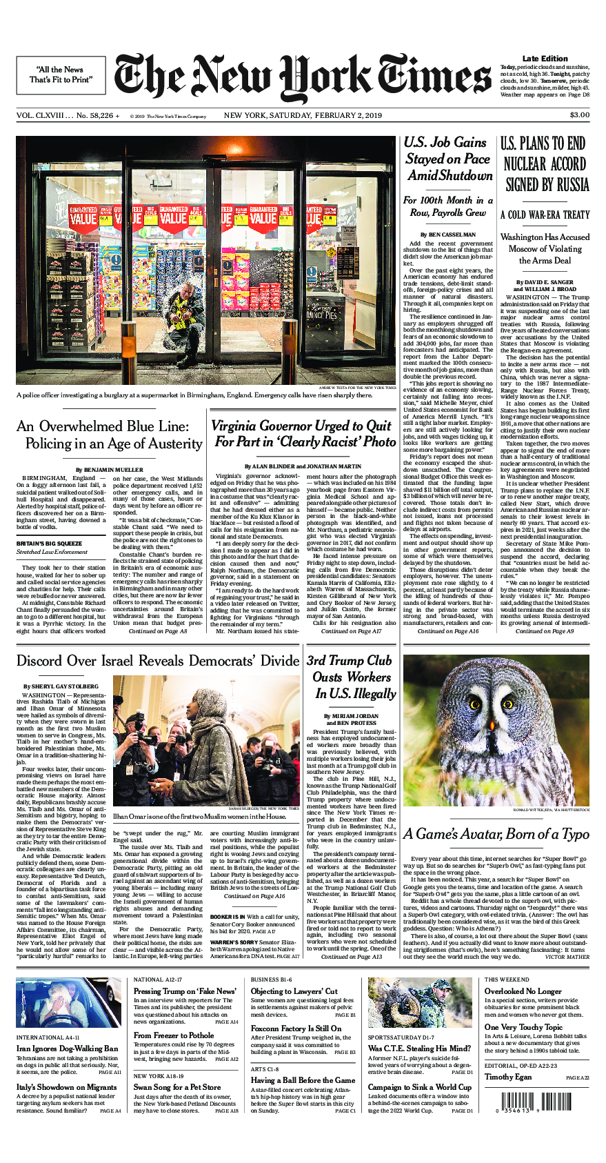 Prima-pagina-New-York-Times-del-2019-02-02