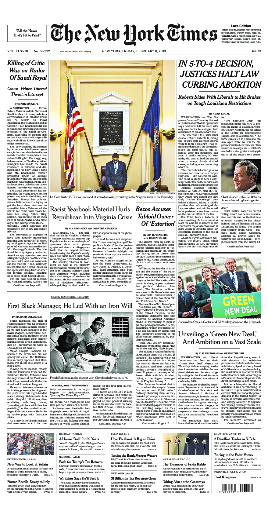 Prima-pagina-New-York-Times-del-2019-02-08