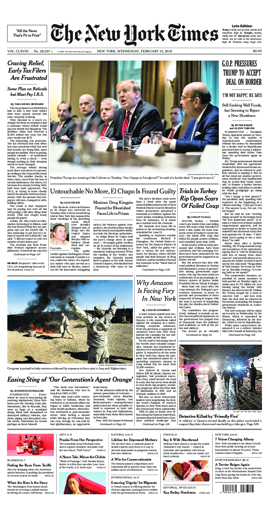 Prima-pagina-New-York-Times-del-2019-02-13