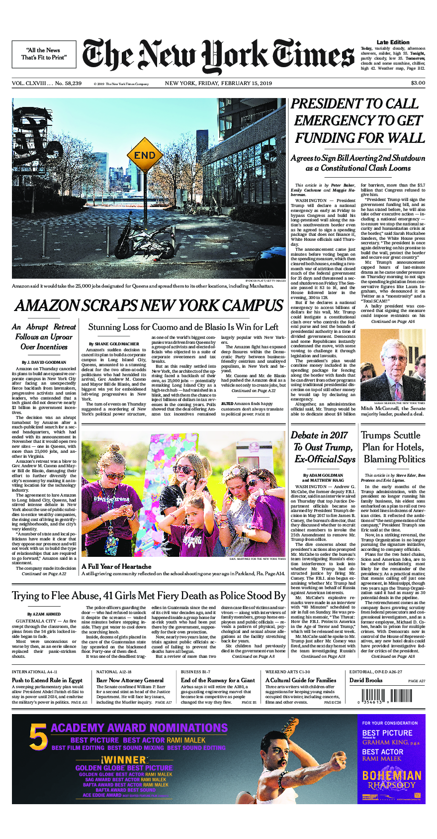 Prima-pagina-New-York-Times-del-2019-02-15