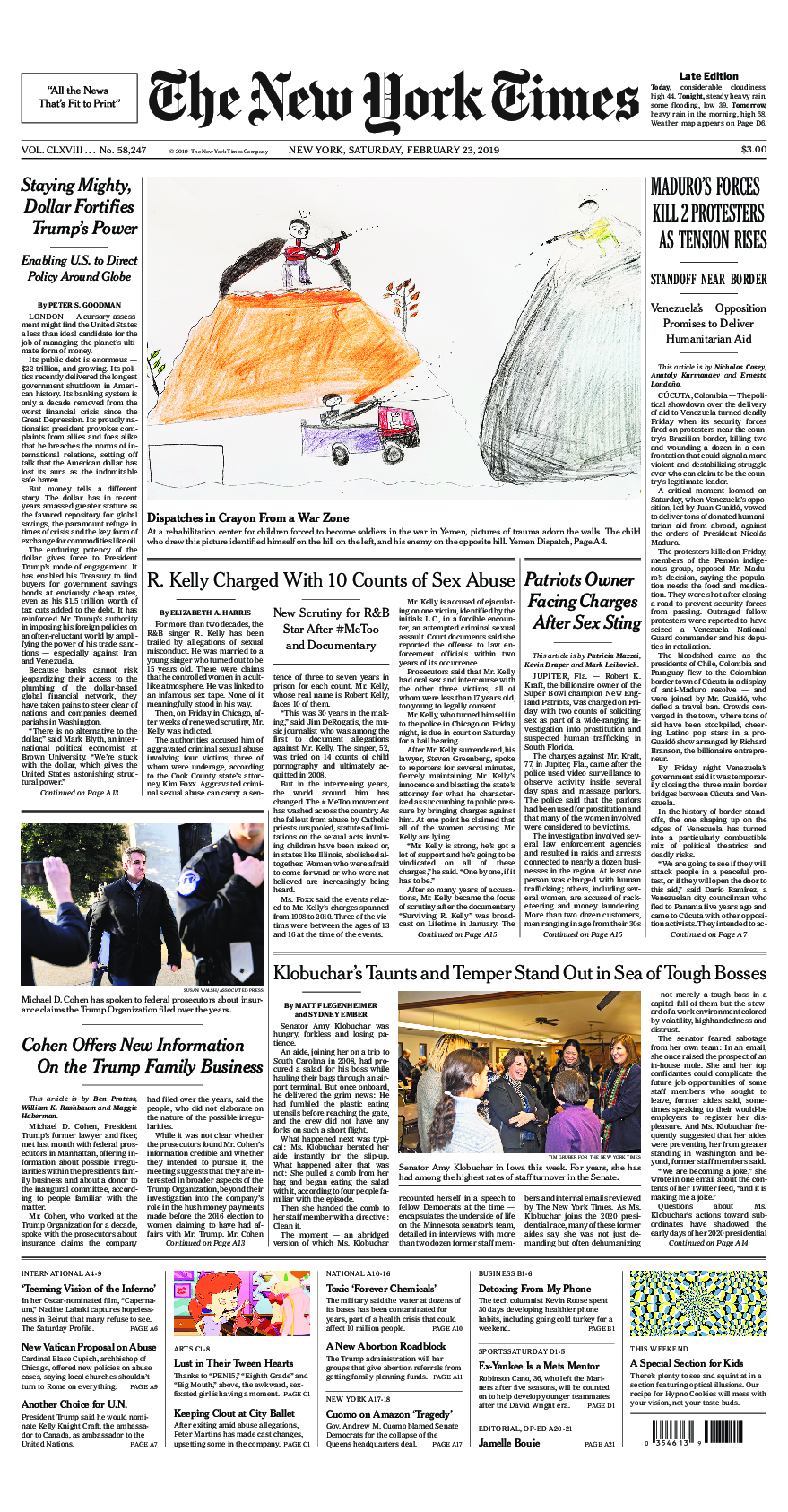 Prima-pagina-New-York-Times-del-2019-02-23