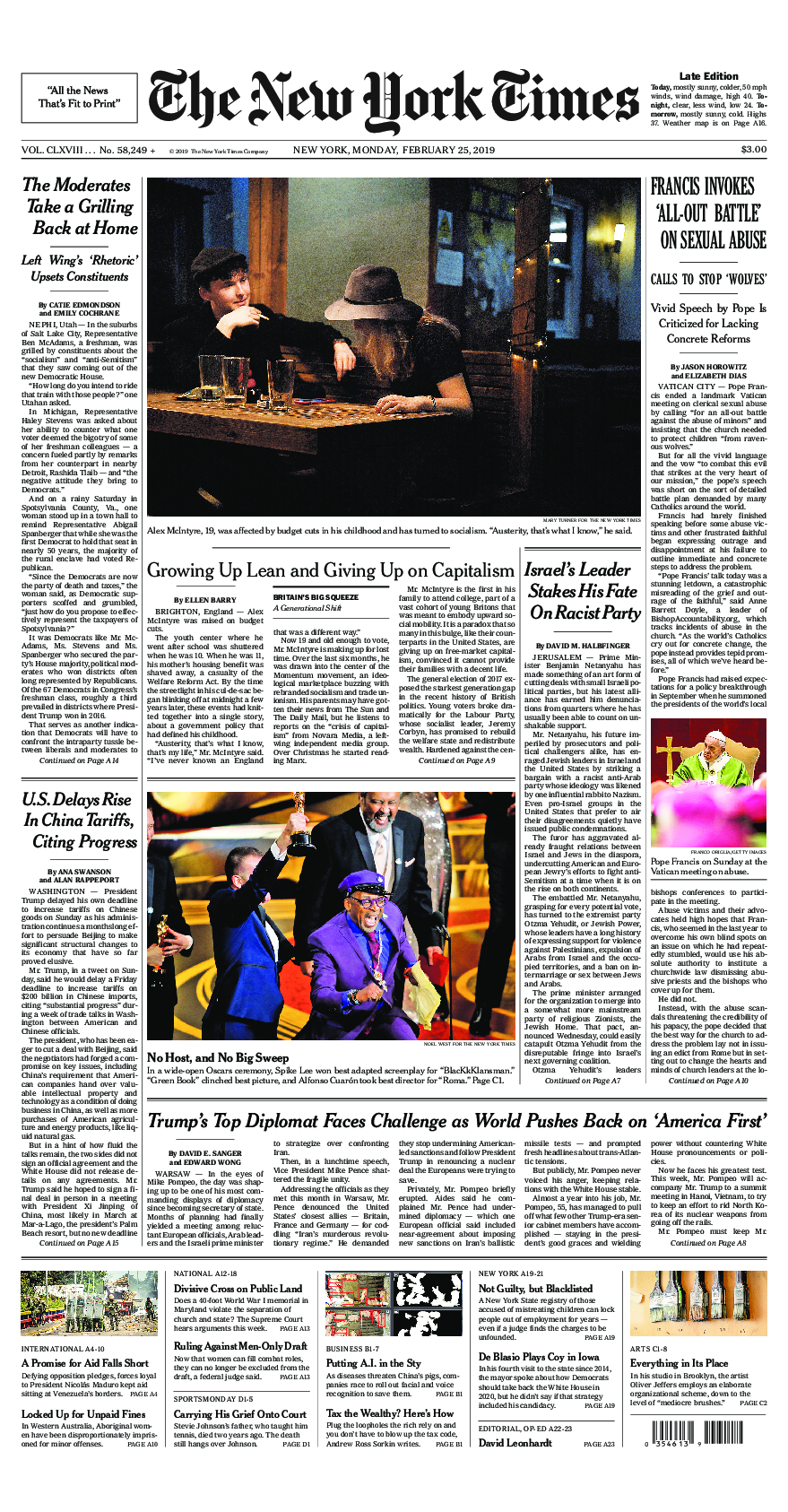 Prima-pagina-New-York-Times-del-2019-02-25