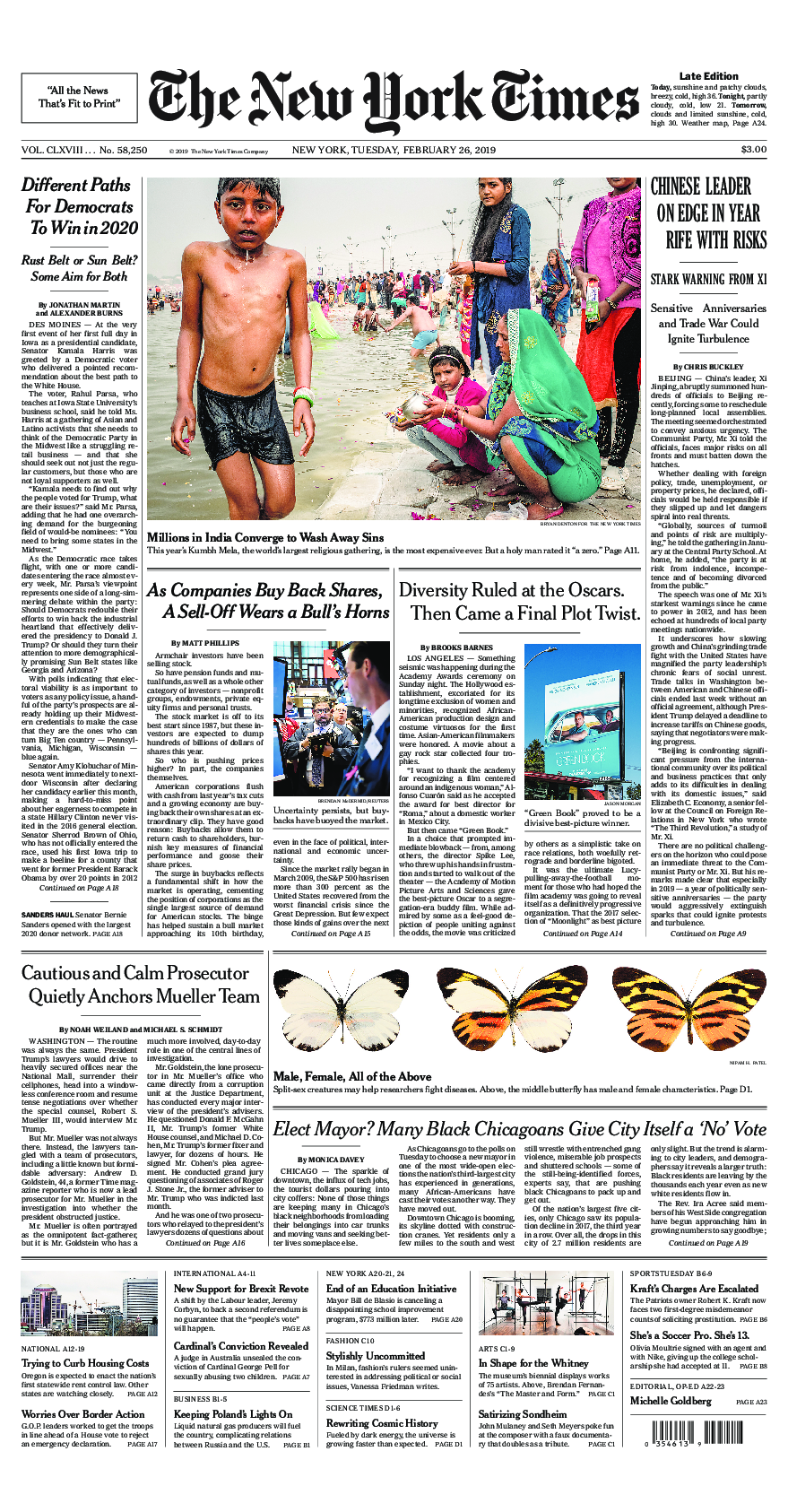 Prima-pagina-New-York-Times-del-2019-02-26