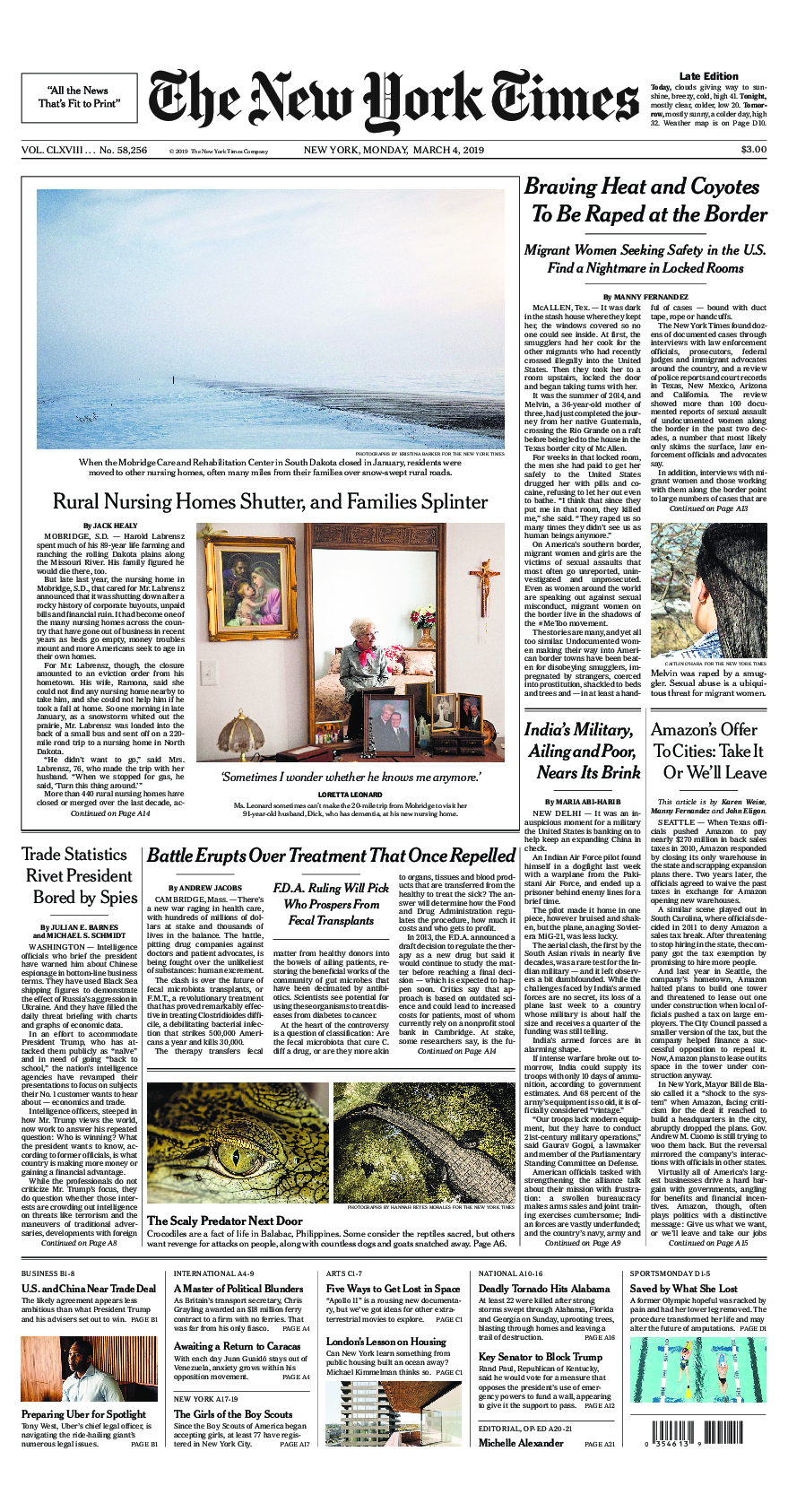 Prima-pagina-New-York-Times-del-2019-03-04