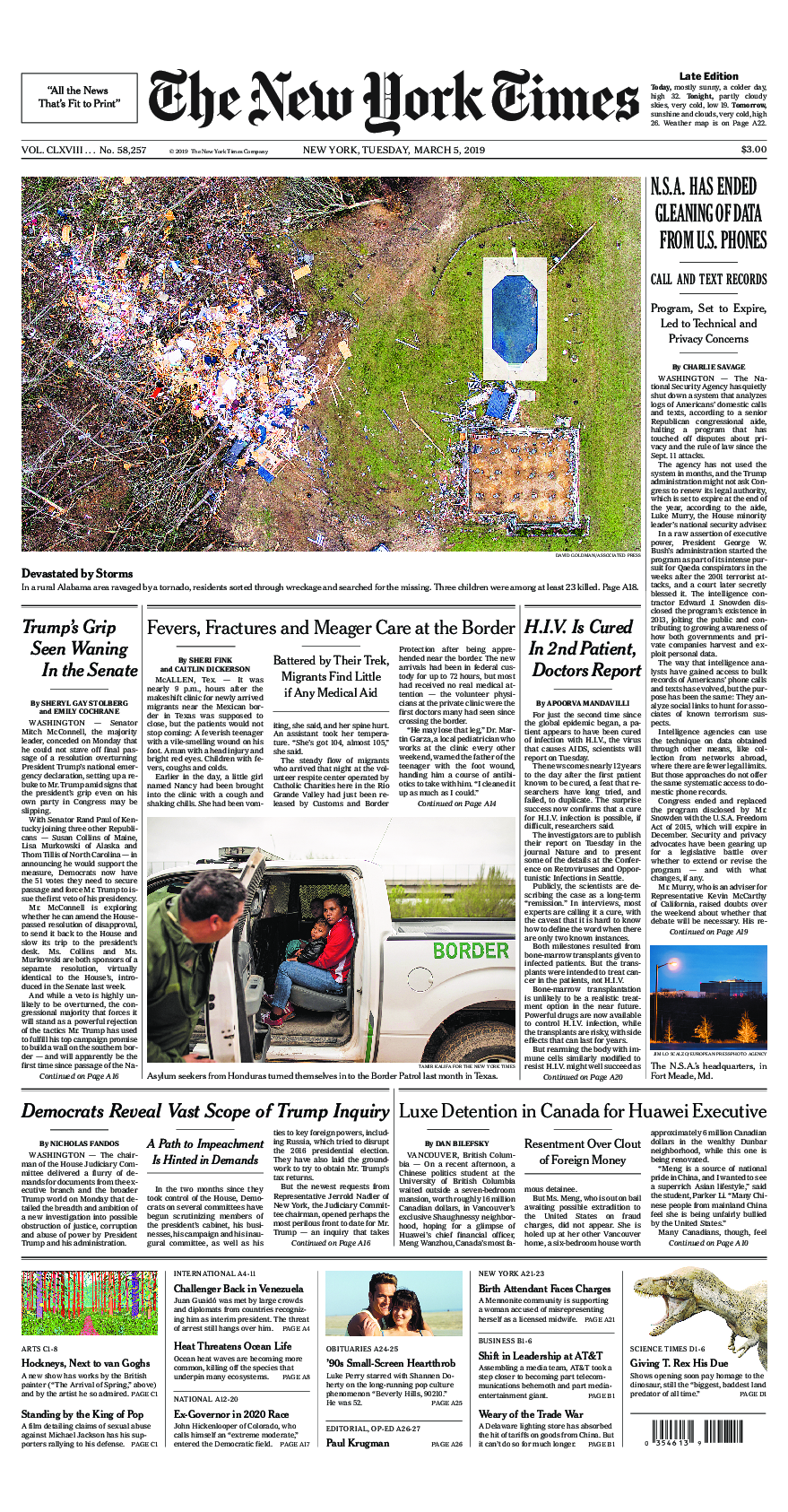 Prima-pagina-New-York-Times-del-2019-03-05