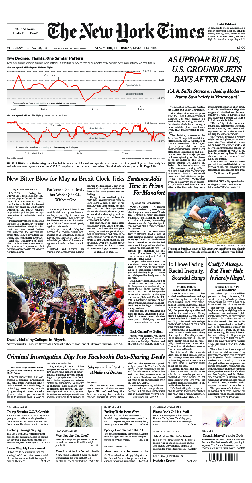 Prima-pagina-New-York-Times-del-2019-03-14