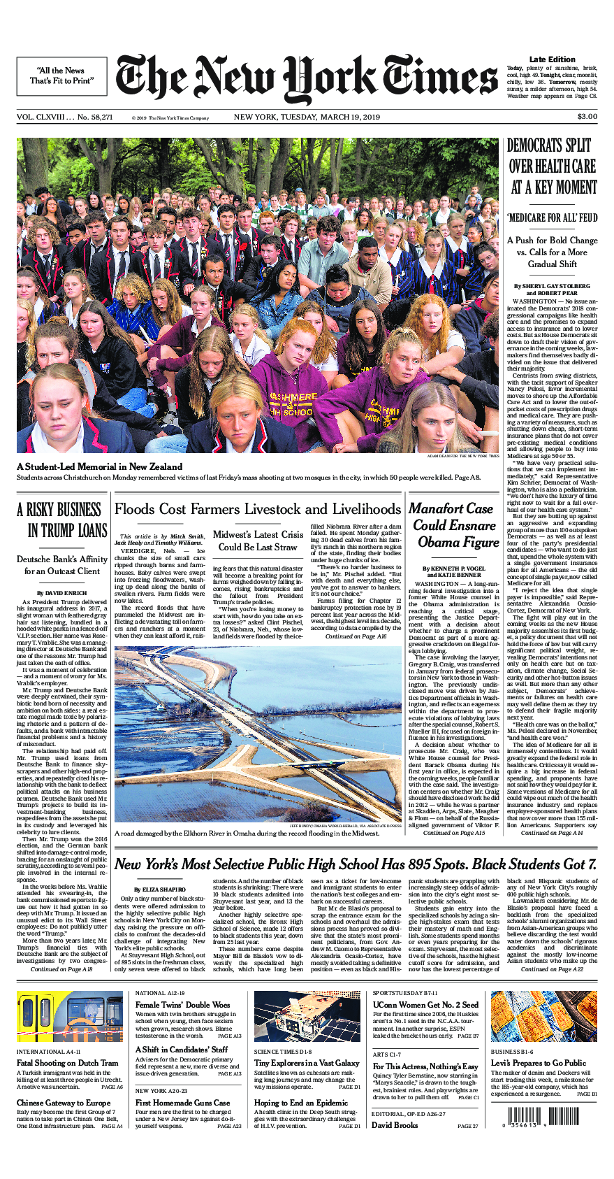 Prima-pagina-New-York-Times-del-2019-03-19